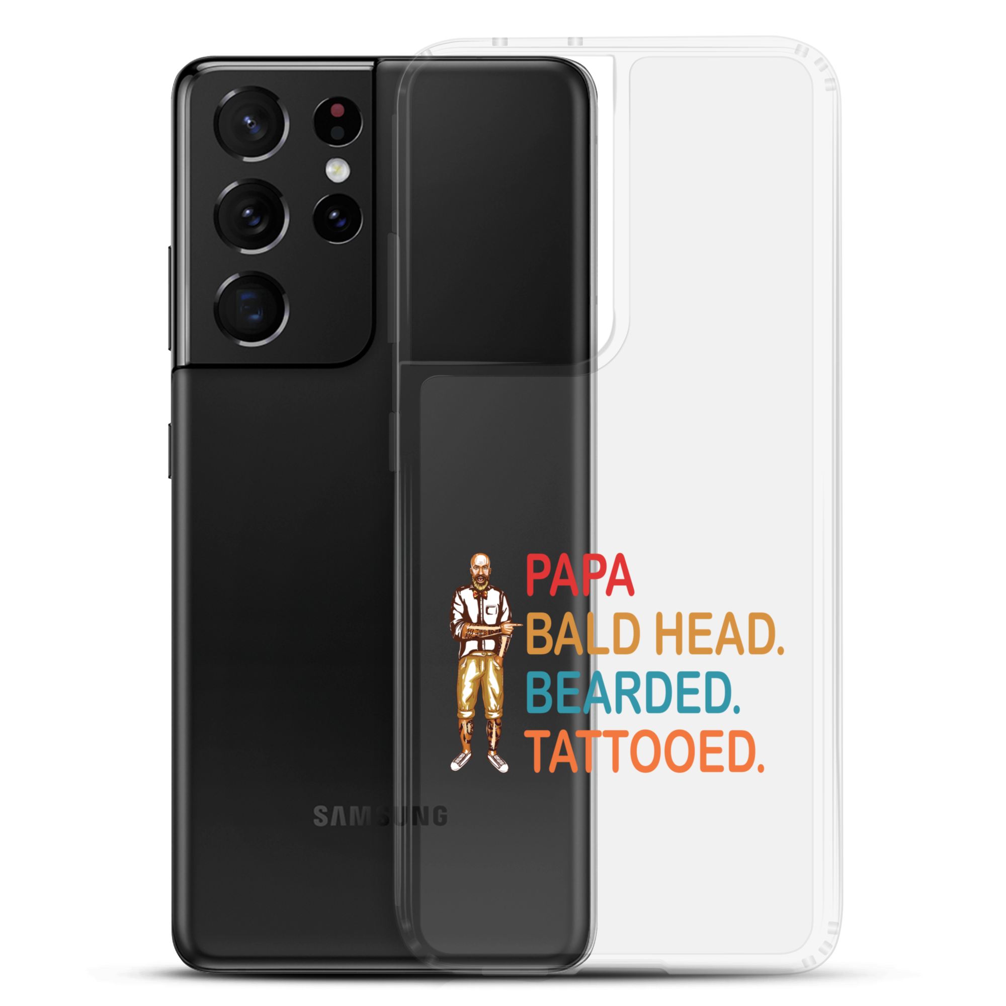 Papa, Bald Head, Bearded, Tattooed Clear Case for Samsung®