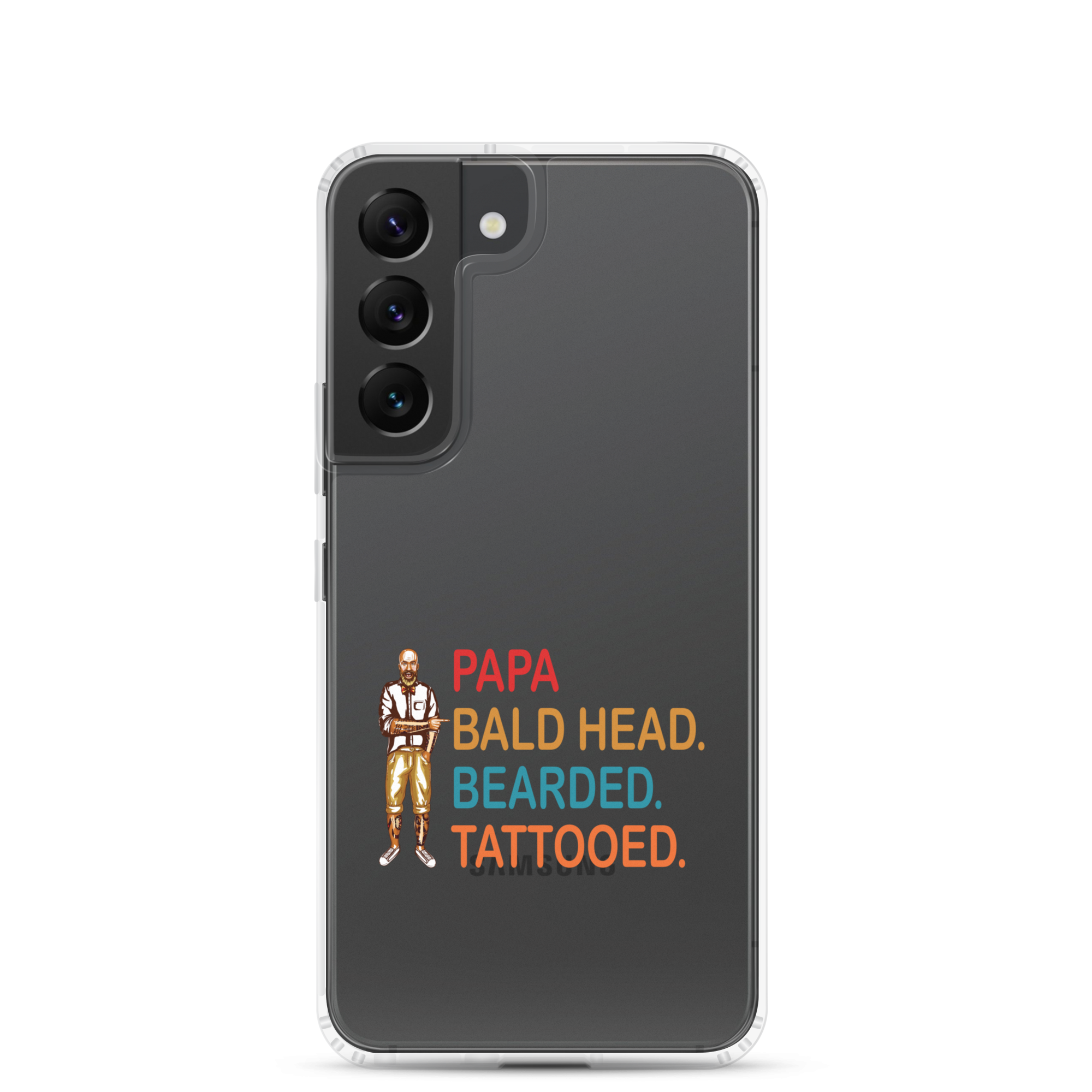 Papa, Bald Head, Bearded, Tattooed Clear Case for Samsung®