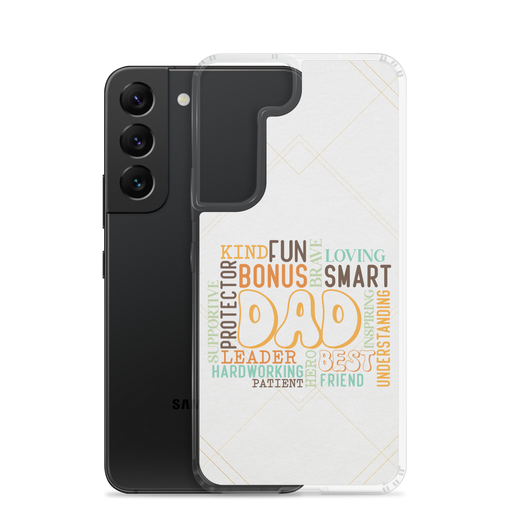 Kind Fun Brave Loving Bonus Smart Inspiring Understanding Best Friend Hero Patient Leader Hardworking Supportive Protector Dad Clear Case for Samsung®