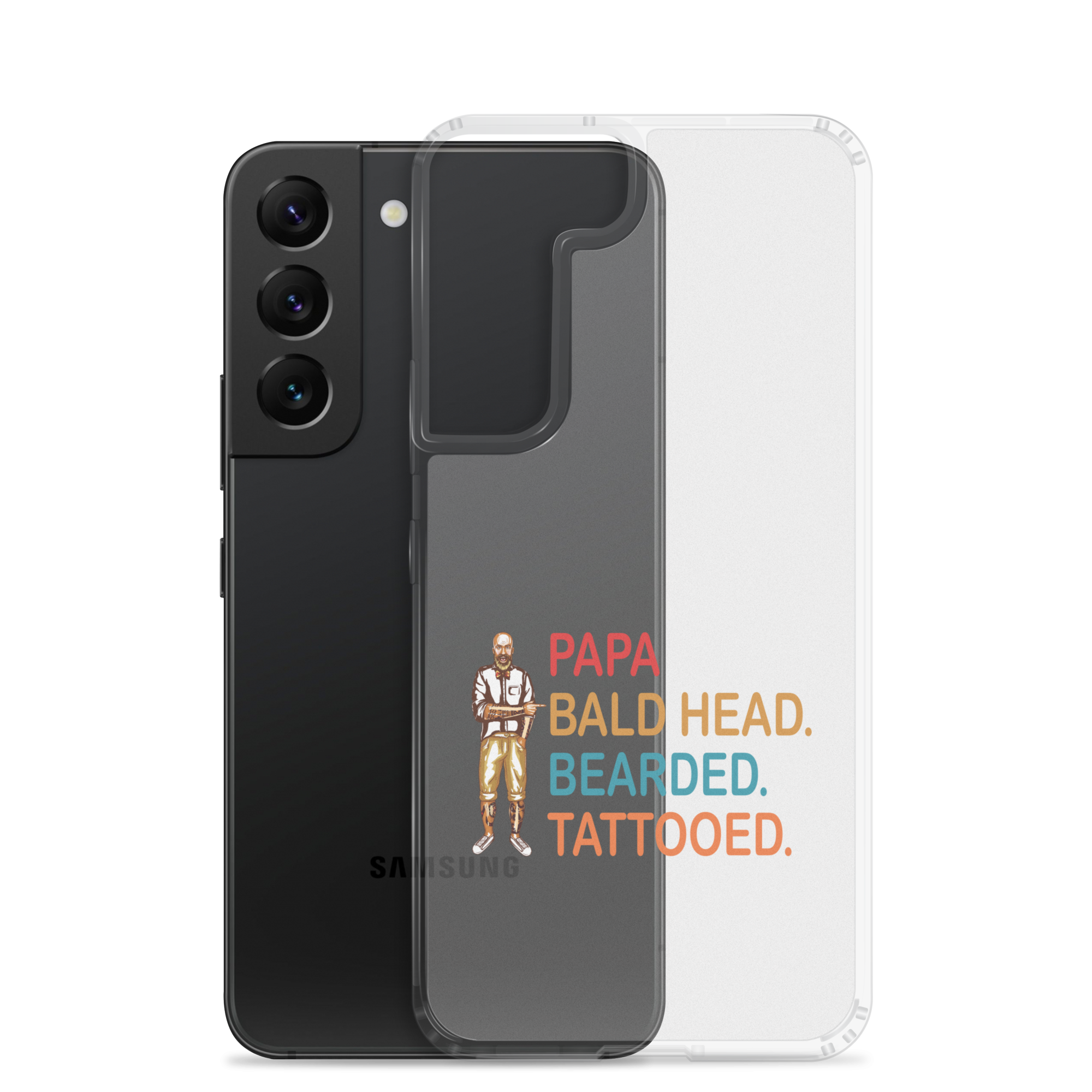 Papa, Bald Head, Bearded, Tattooed Clear Case for Samsung®