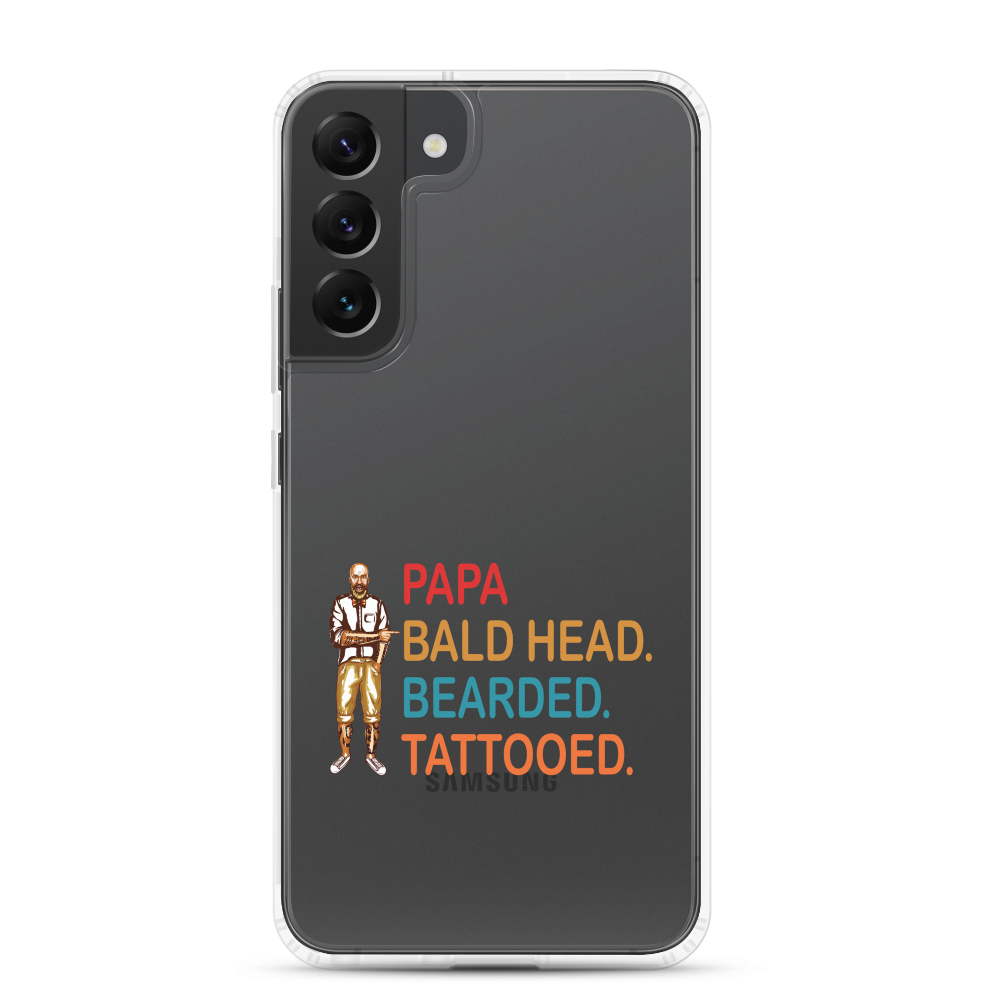 Papa, Bald Head, Bearded, Tattooed Clear Case for Samsung®