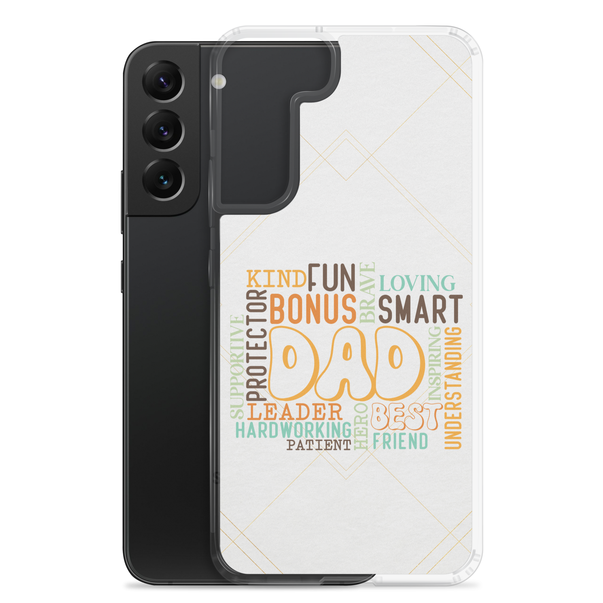 Kind Fun Brave Loving Bonus Smart Inspiring Understanding Best Friend Hero Patient Leader Hardworking Supportive Protector Dad Clear Case for Samsung®