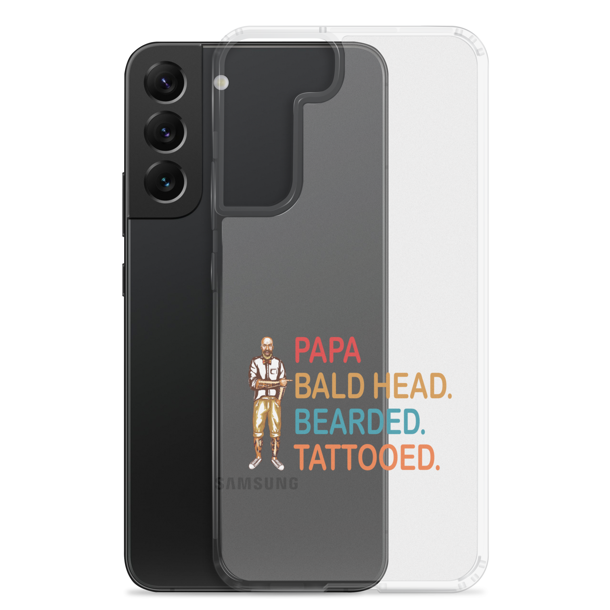 Papa, Bald Head, Bearded, Tattooed Clear Case for Samsung®