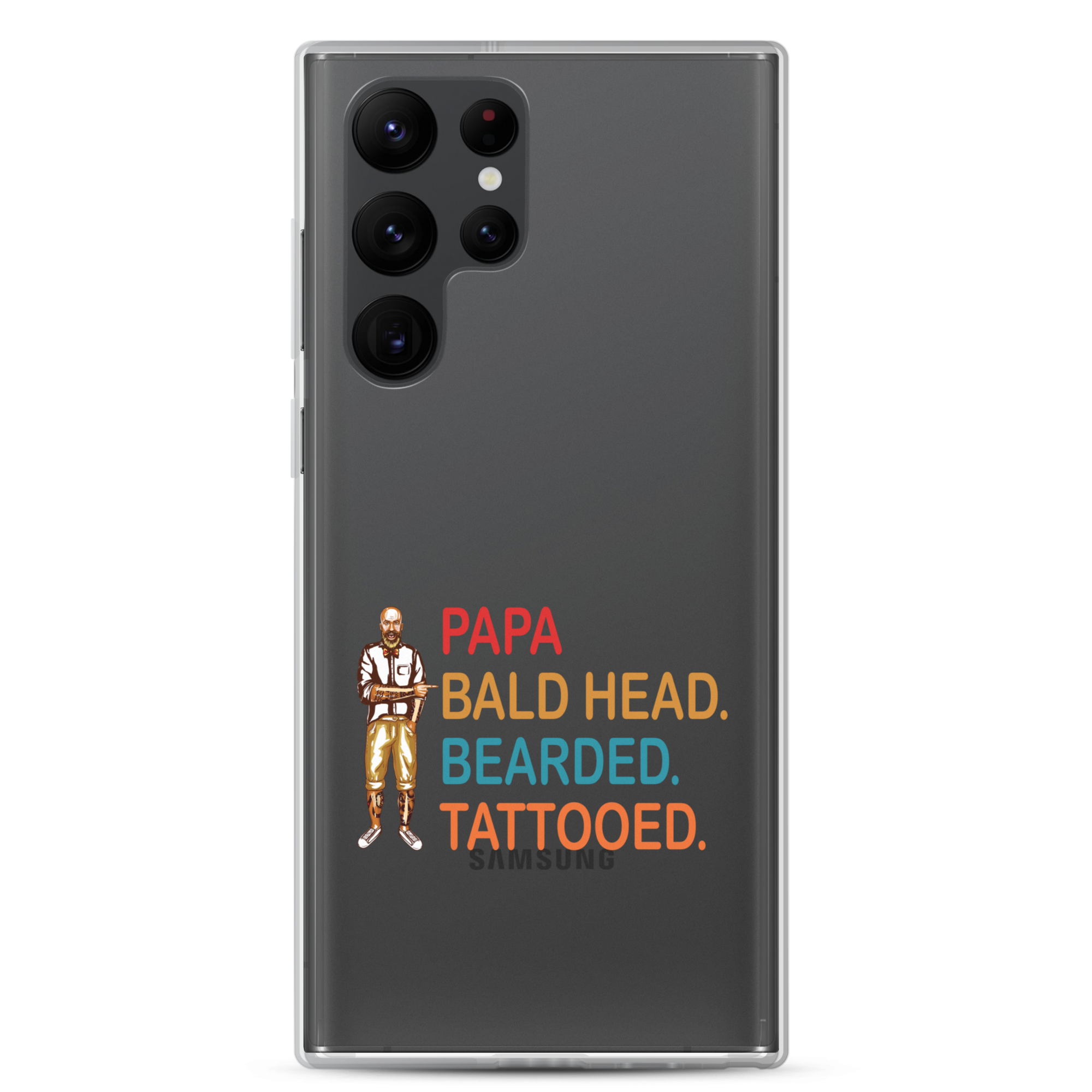 Papa, Bald Head, Bearded, Tattooed Clear Case for Samsung®