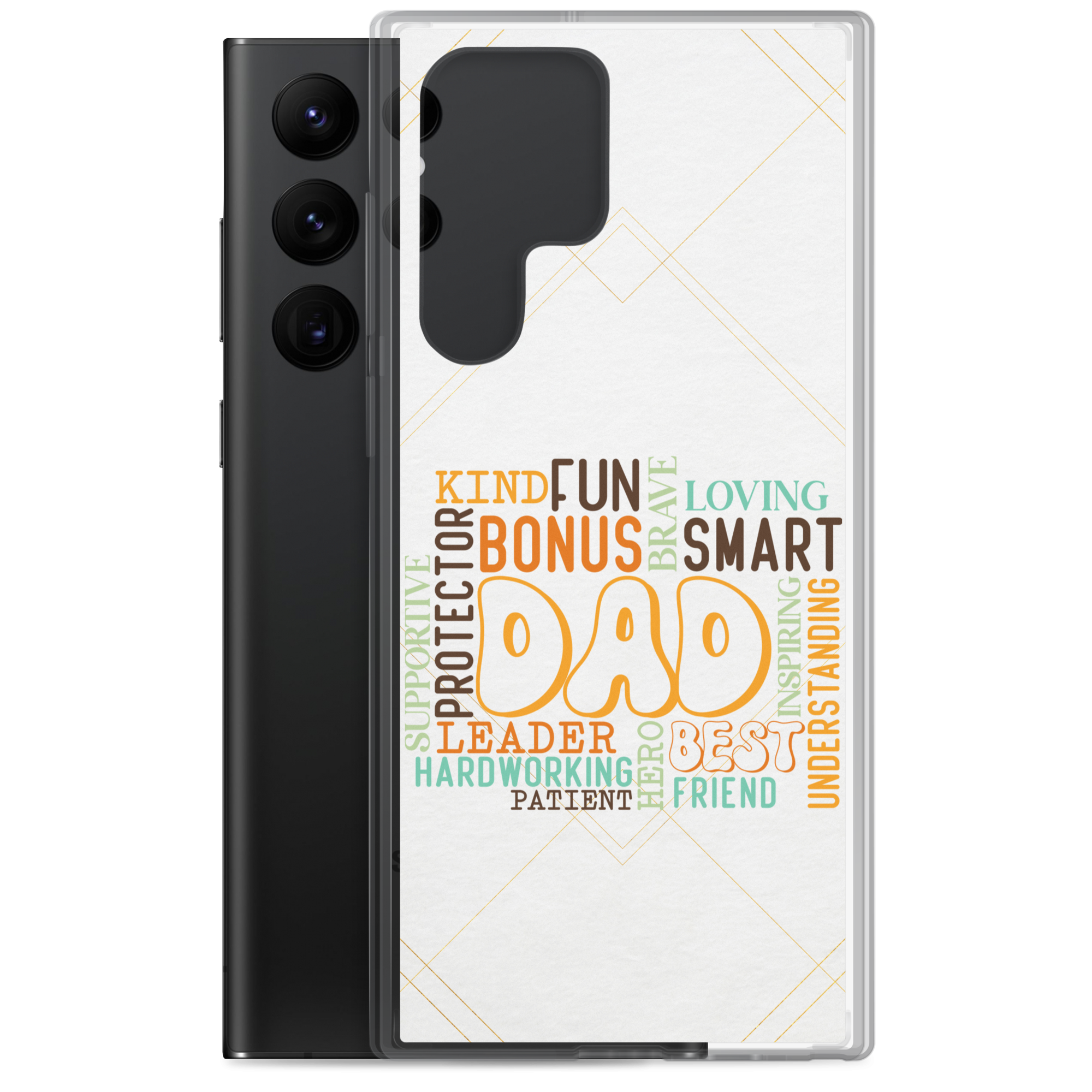 Kind Fun Brave Loving Bonus Smart Inspiring Understanding Best Friend Hero Patient Leader Hardworking Supportive Protector Dad Clear Case for Samsung®