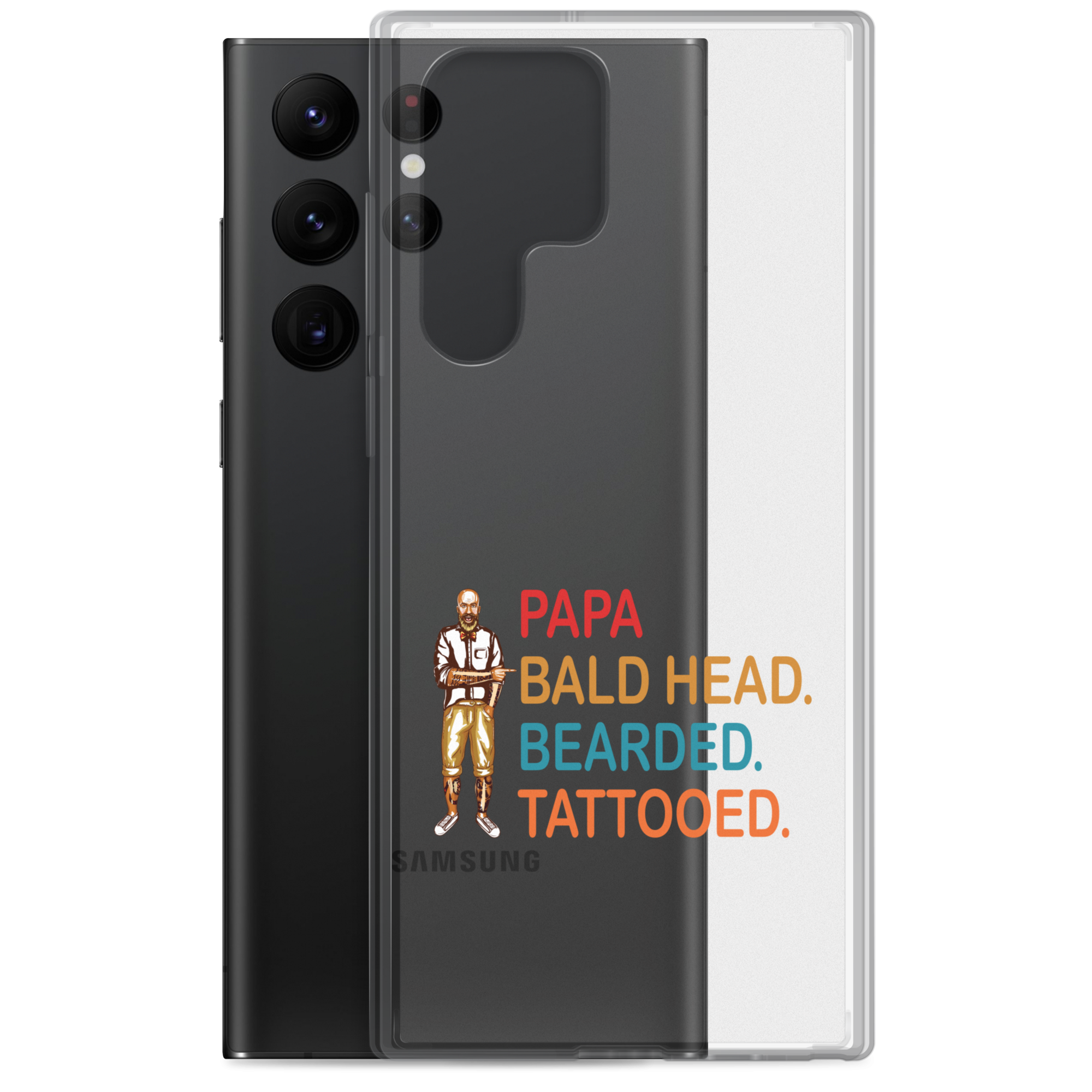 Papa, Bald Head, Bearded, Tattooed Clear Case for Samsung®