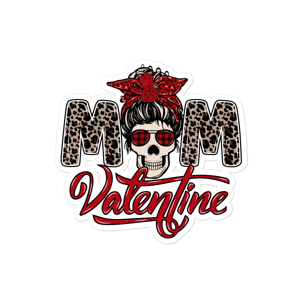 Skull Mom Valentine Bubble-free stickers