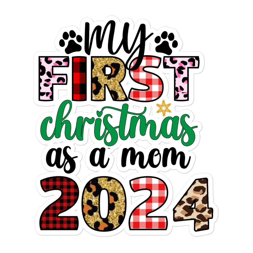 My First Christmas As A mom 2024 Bubble-free stickers