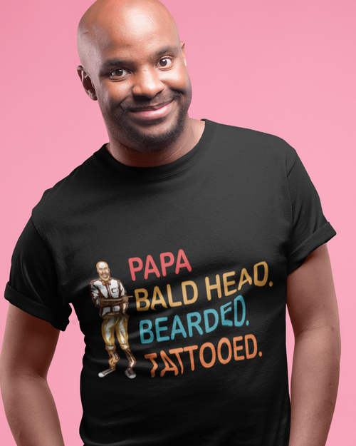 Papa, Bald Head, Bearded, Tattooed Unisex t-shirt