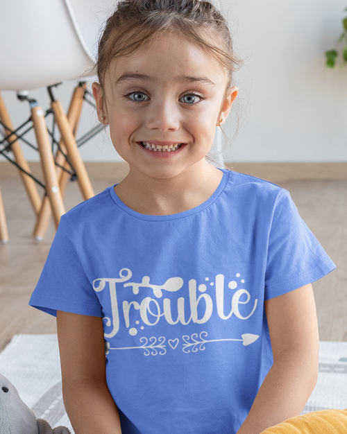 Trouble fun humorous kids Toddler Short Sleeve Tee