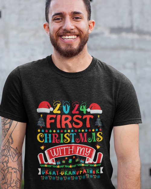 2024 My First Christmas With My Great Grandfather Unisex t-shirt