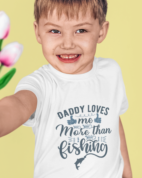 Daddy Love's Me More Than Fishing Toddler Short Sleeve Tee