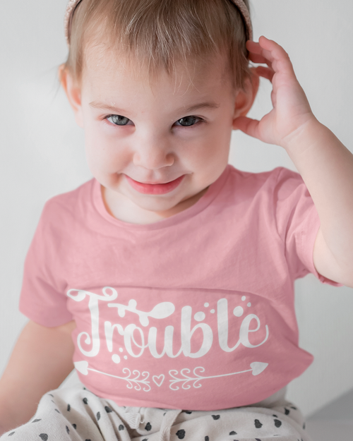 Trouble fun humorous Baby Jersey Short Sleeve Tee