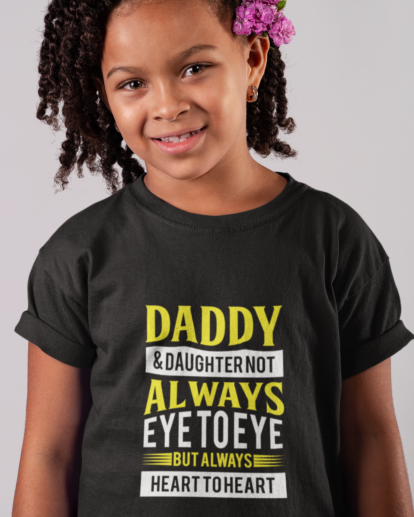 Daddy & Daughter Not Always Eye To Eye But Always Heart To Heart  Youth Short Sleeve T-Shirt