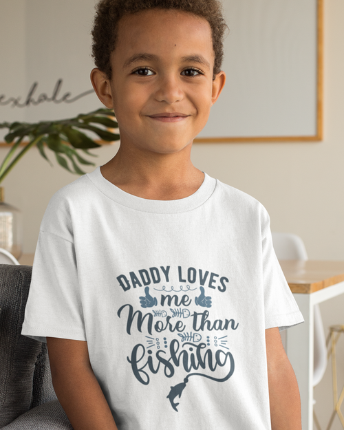 Daddy Love's Me More Than Fishing Youth Short Sleeve T-Shirt