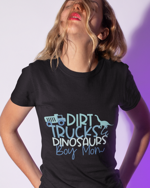 Dirt Trucks Dinosaurs Boy Mom Unisex t-shirt