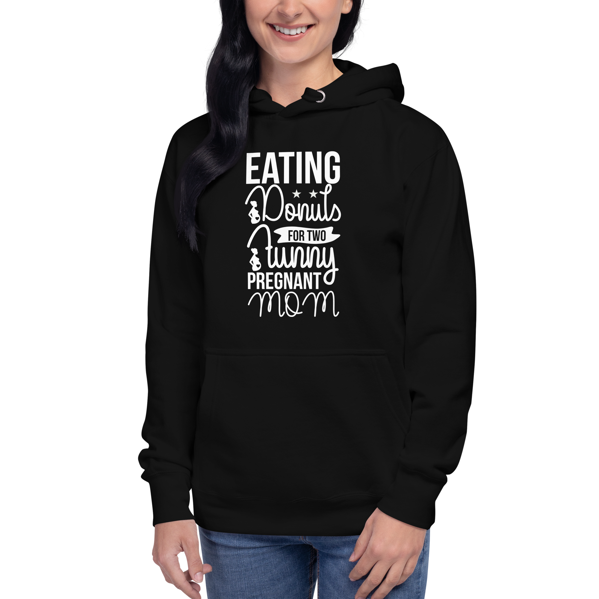 Eating Donuts For Two Funny Pregnant Mom Unisex Hoodie