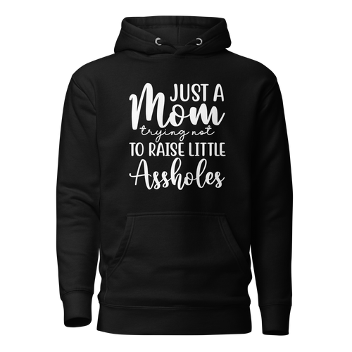 Just A Mom Trying Not To Raise Little Assholes Unisex Hoodie