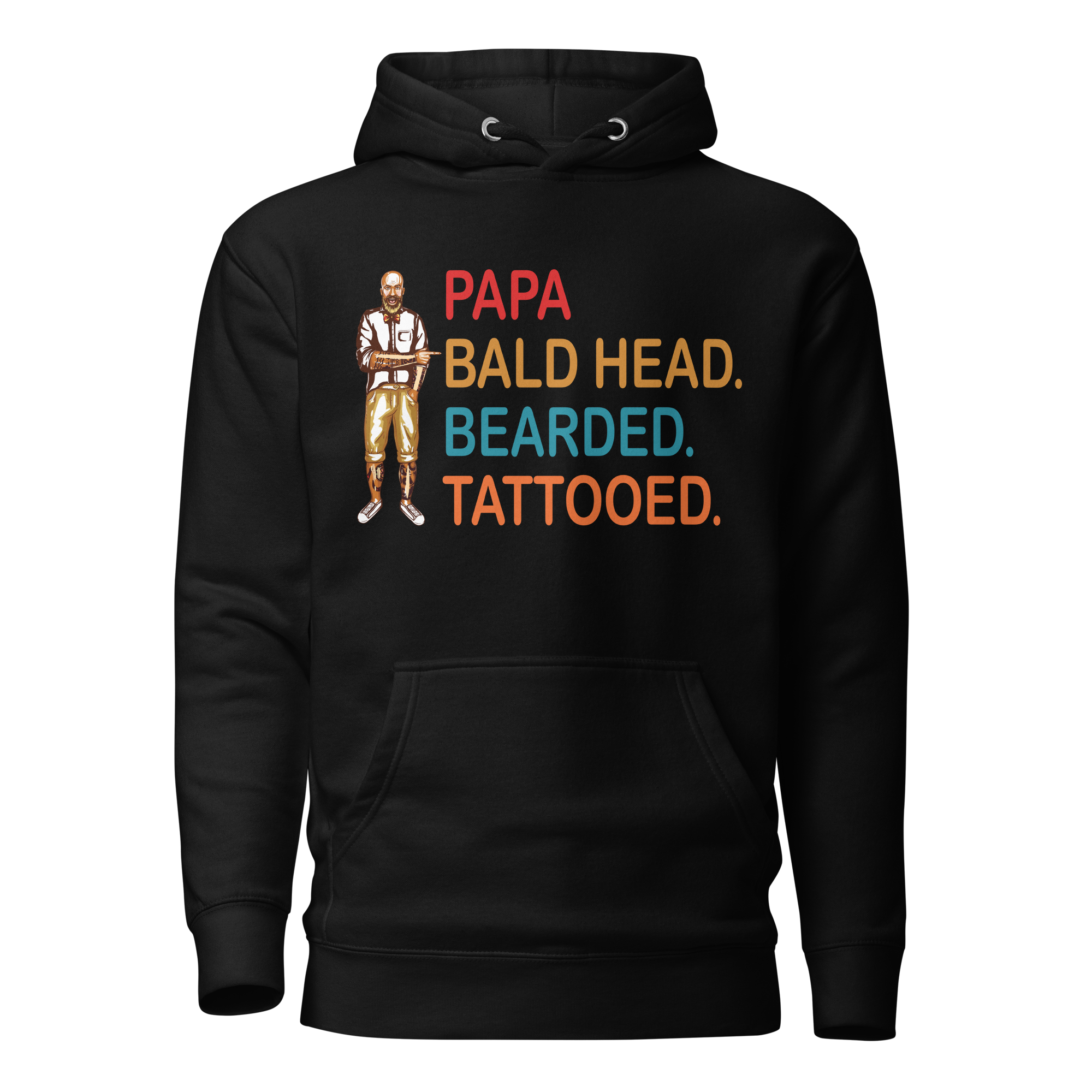 Papa, Bald Head, Bearded, Tattooed Unisex Hoodie