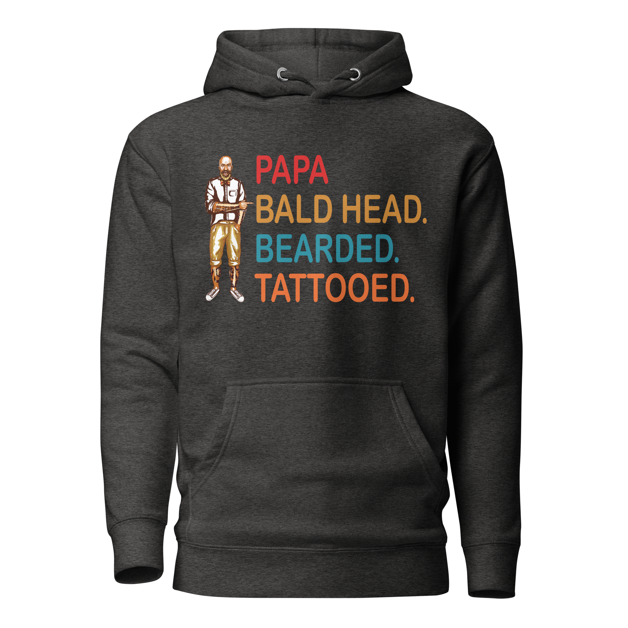 Papa, Bald Head, Bearded, Tattooed Unisex Hoodie