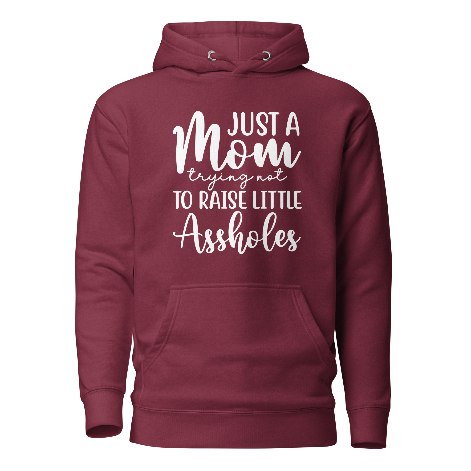 Just A Mom Trying Not To Raise Little Assholes Unisex Hoodie