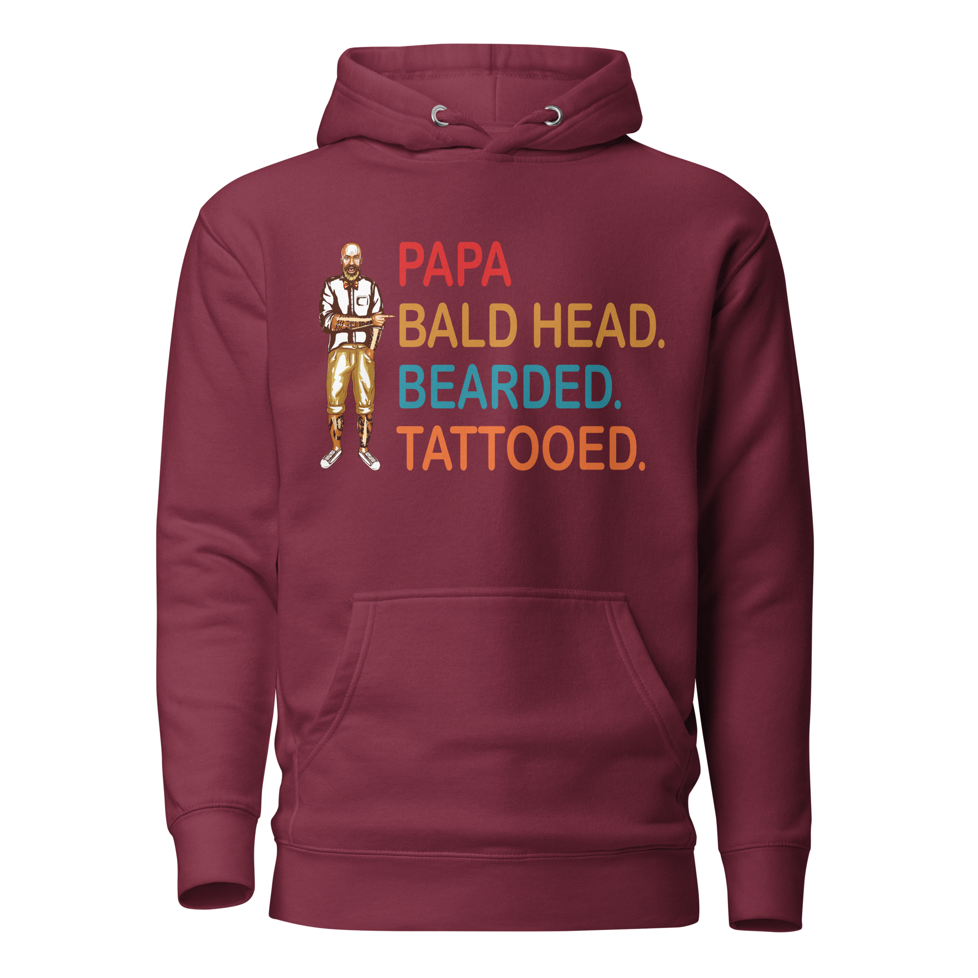 Papa, Bald Head, Bearded, Tattooed Unisex Hoodie