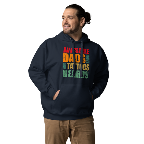 Awesome Dads Tattoos Beards Unisex Hoodie