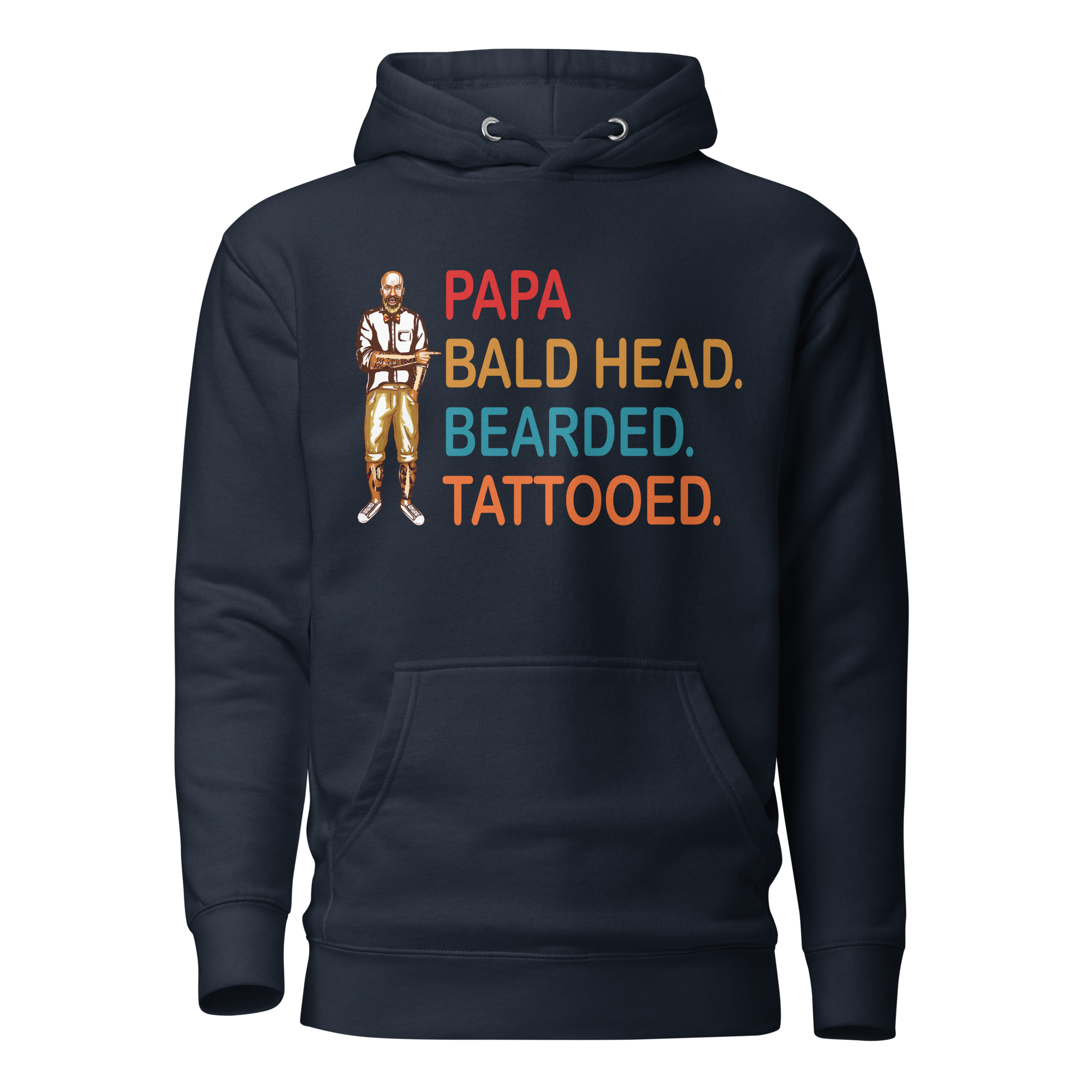 Papa, Bald Head, Bearded, Tattooed Unisex Hoodie