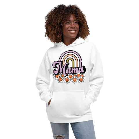 Mama Rainbow Floral Emoji Unisex Hoodie