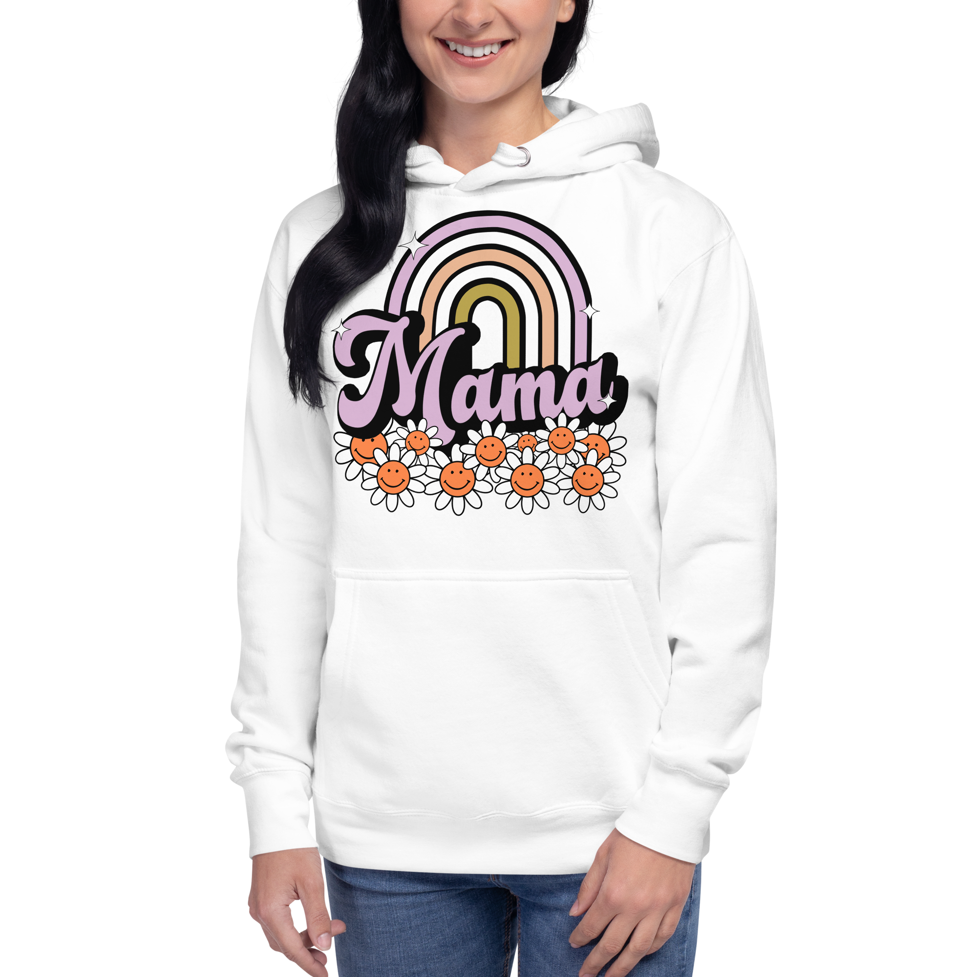 Mama Rainbow Floral Emoji Unisex Hoodie