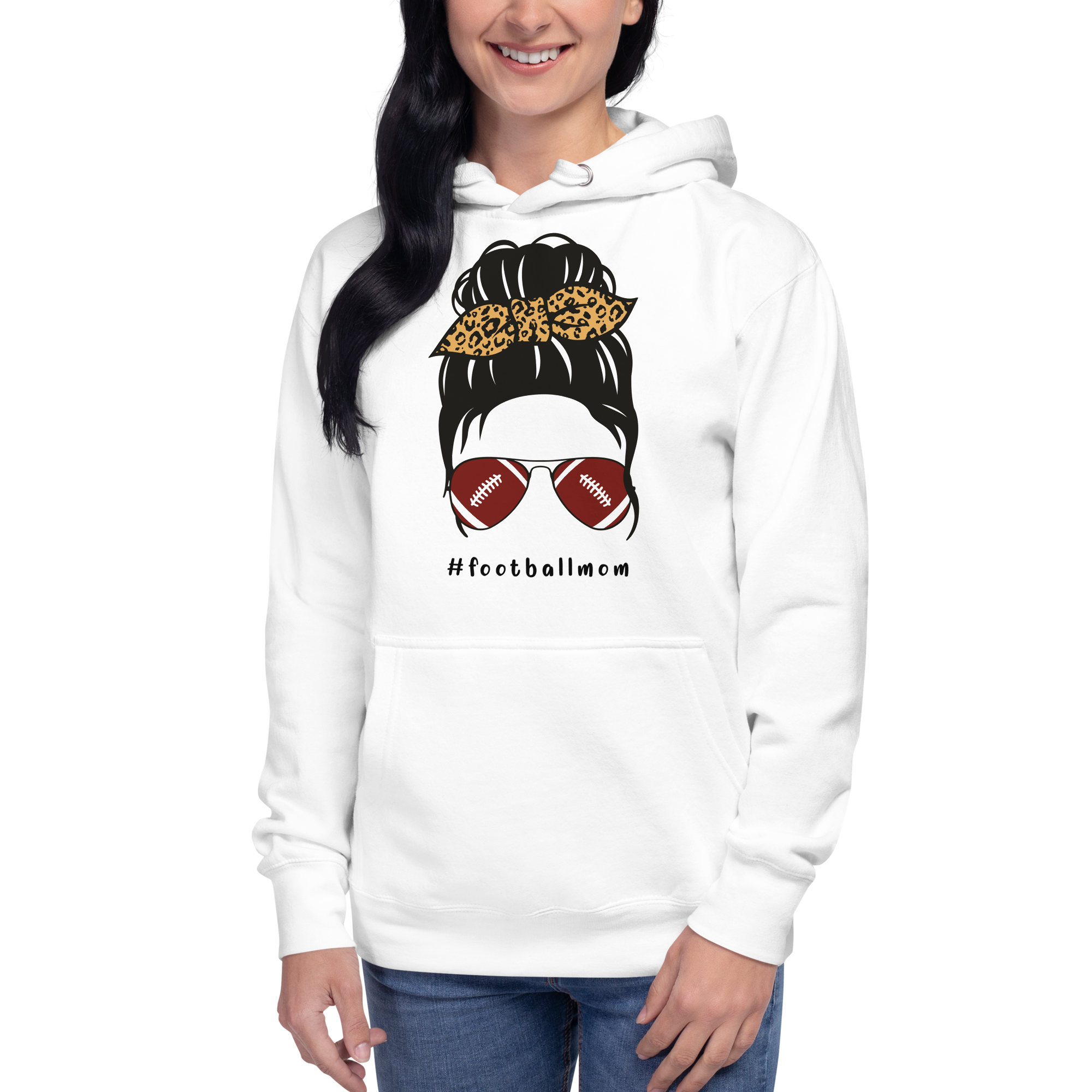 Football Mom Messy Bun Unisex Hoodie