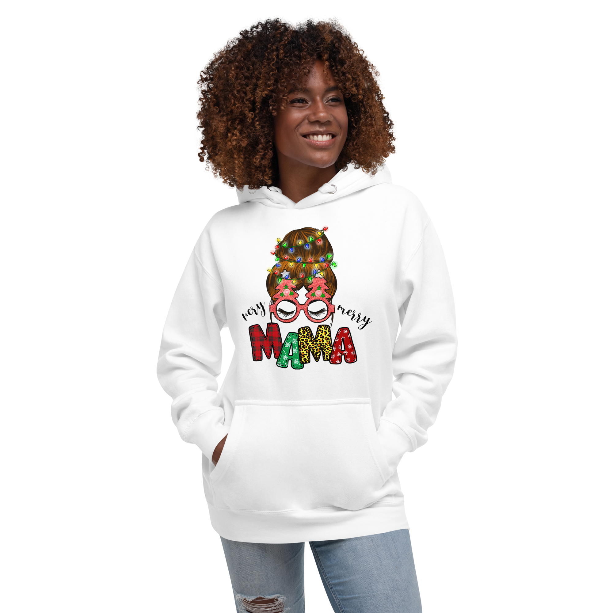 Very Merry Mama Christmas Mom Unisex Hoodie