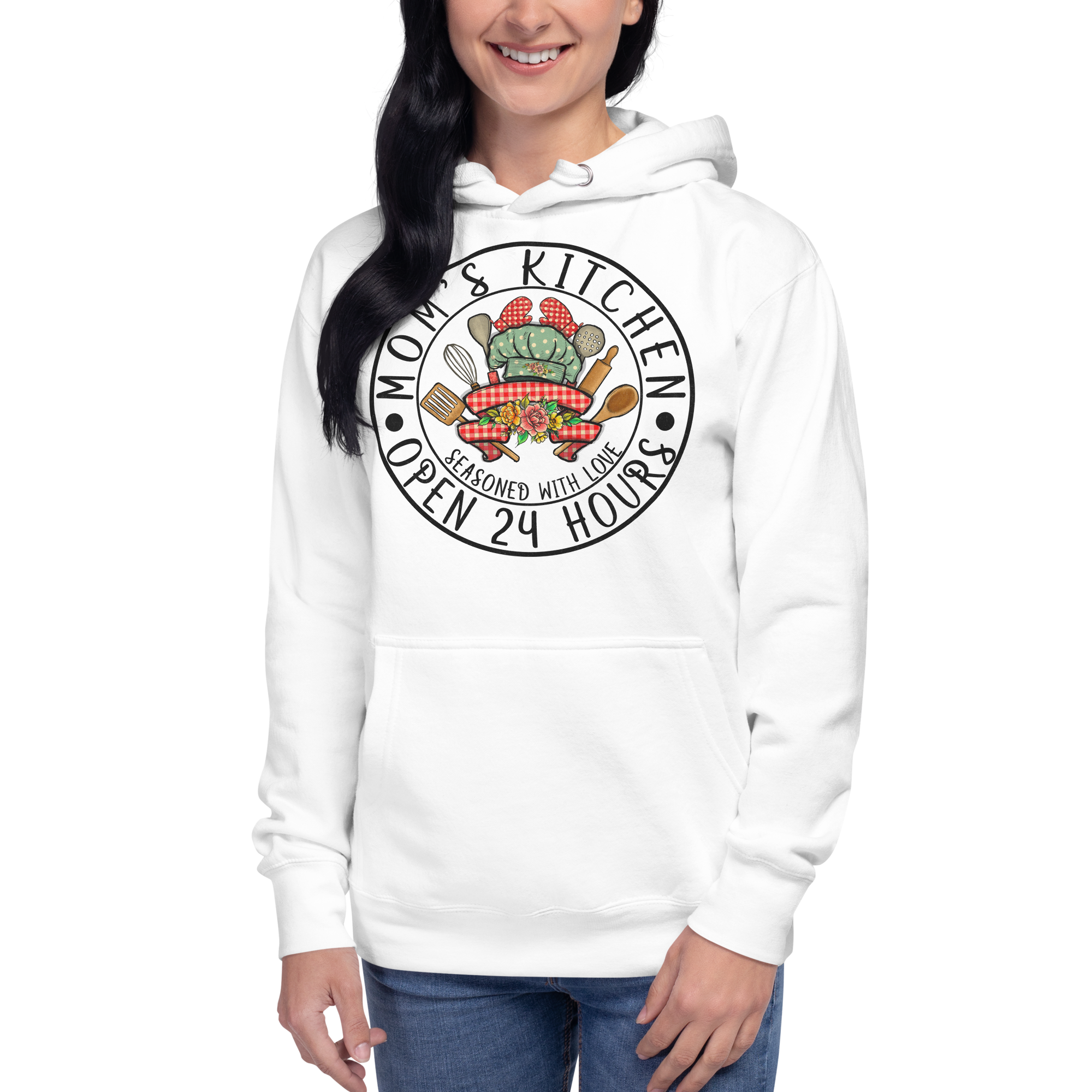 Mom's Kitchen Seasoned With Love Open 24 Hours Unisex Hoodie