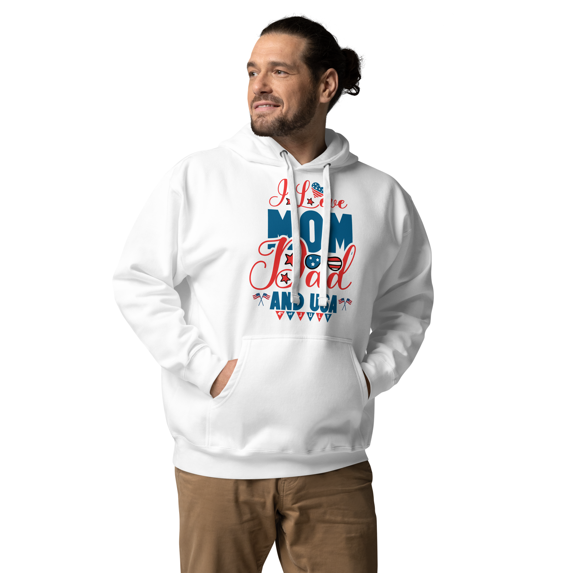 I Love Mom, Dad And USA Unisex Hoodie