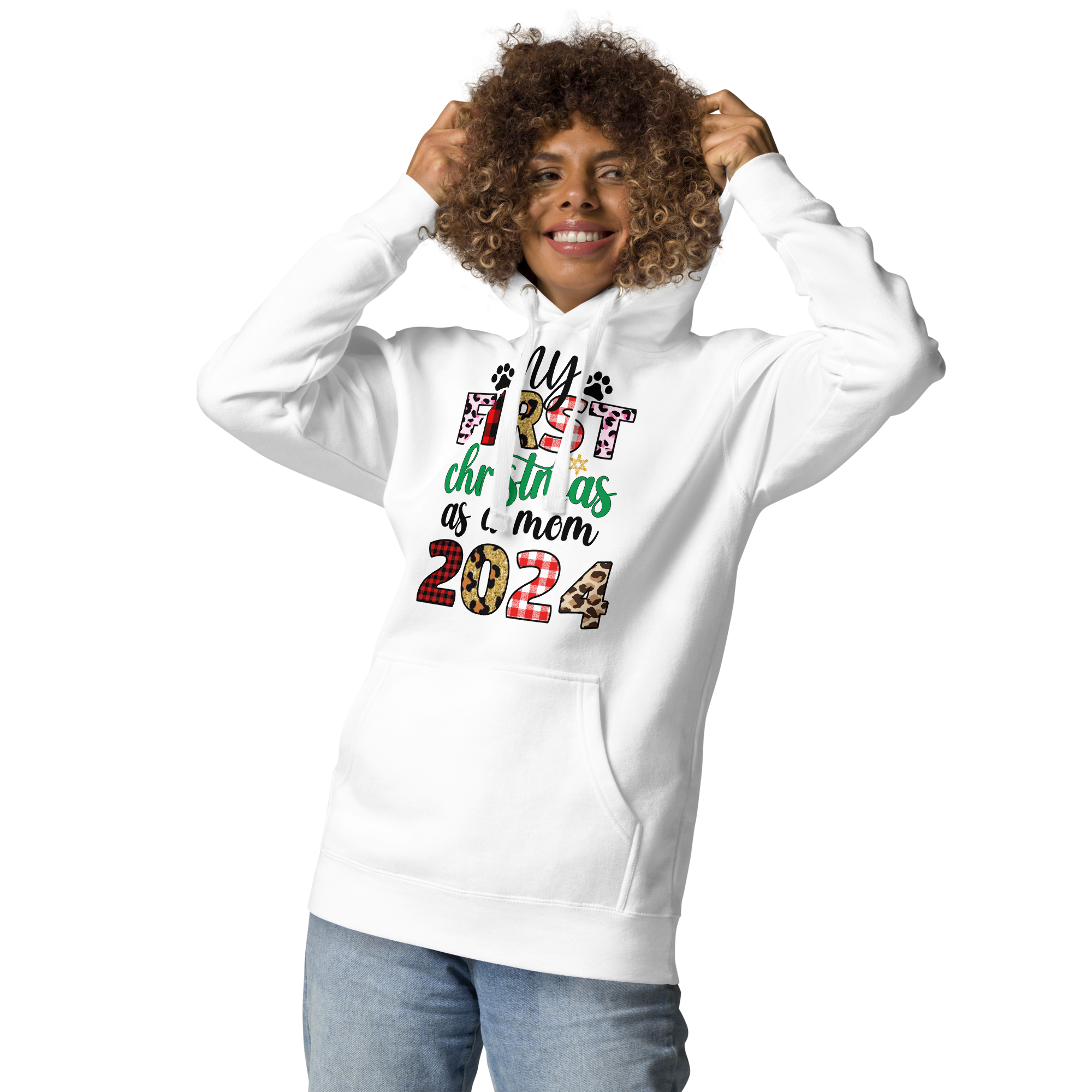 My First Christmas As A mom 2024 Unisex Hoodie