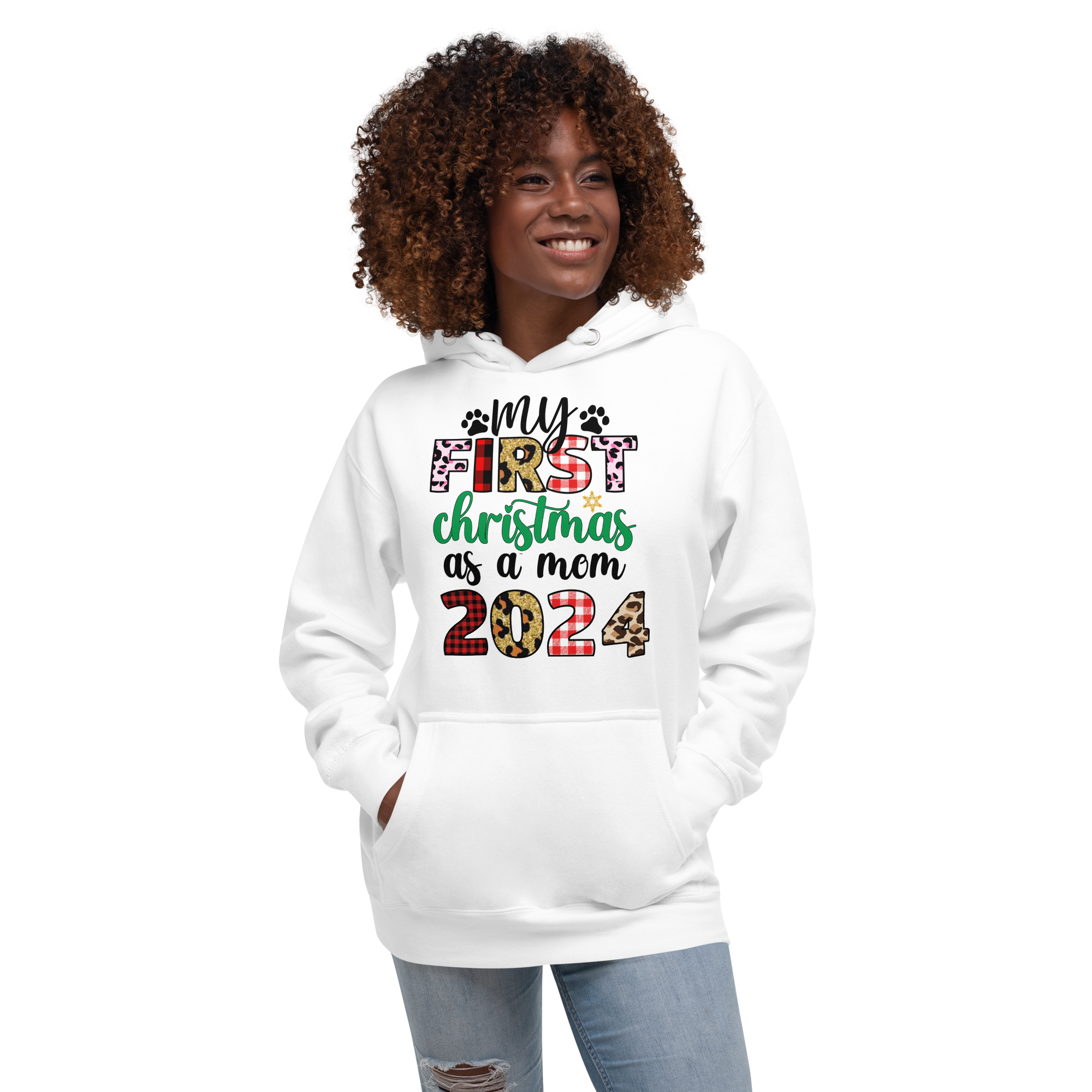 My First Christmas As A mom 2024 Unisex Hoodie