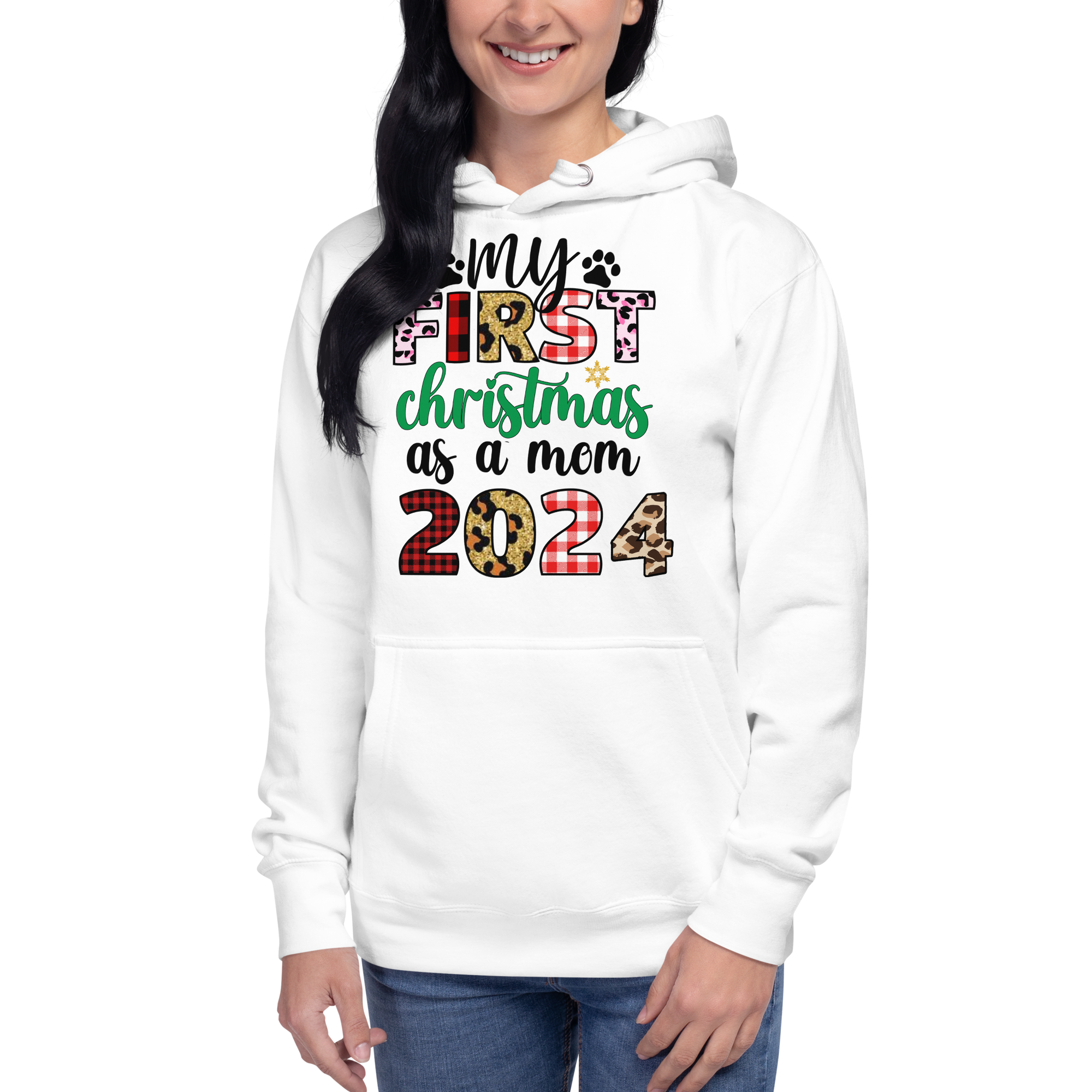 My First Christmas As A mom 2024 Unisex Hoodie