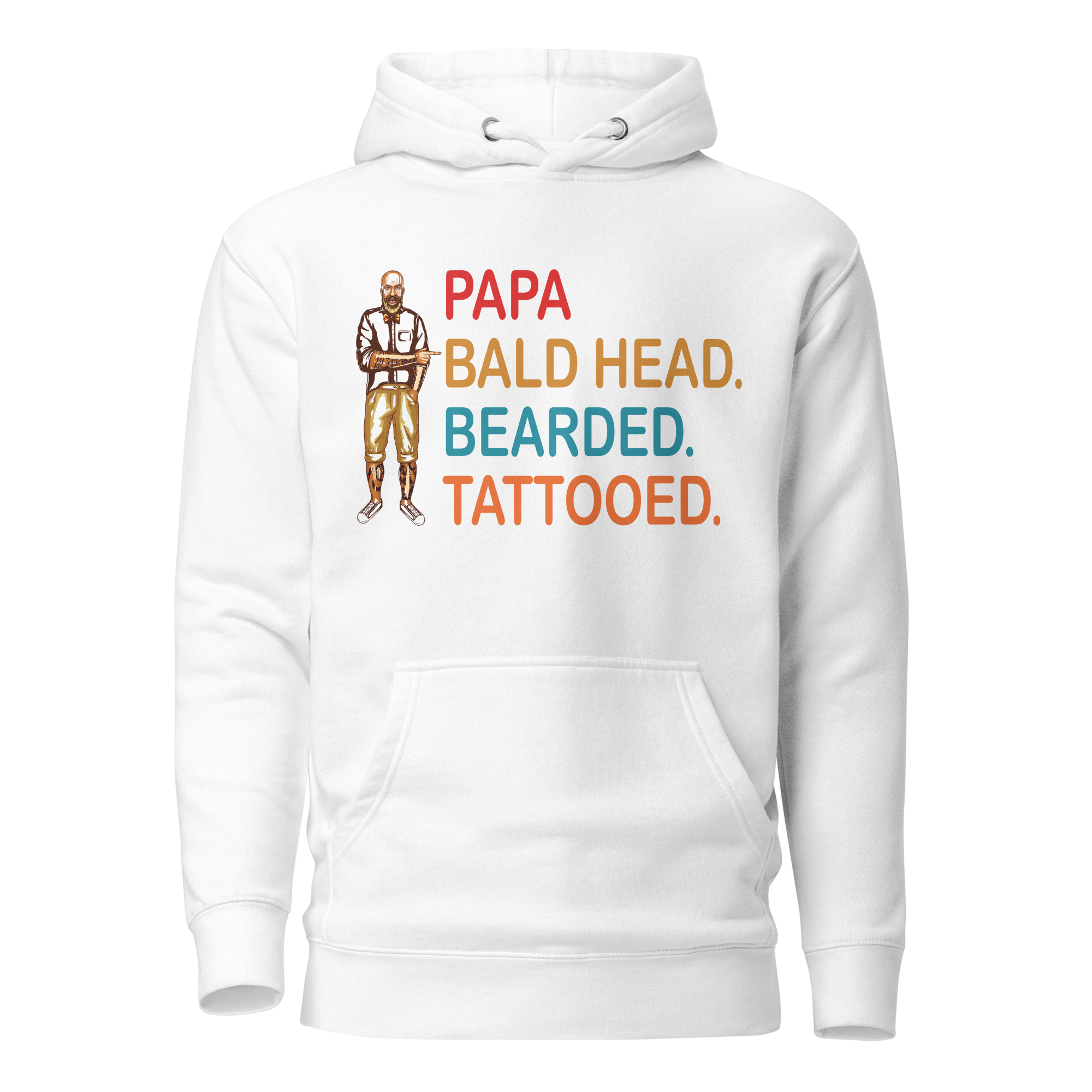 Papa, Bald Head, Bearded, Tattooed Unisex Hoodie