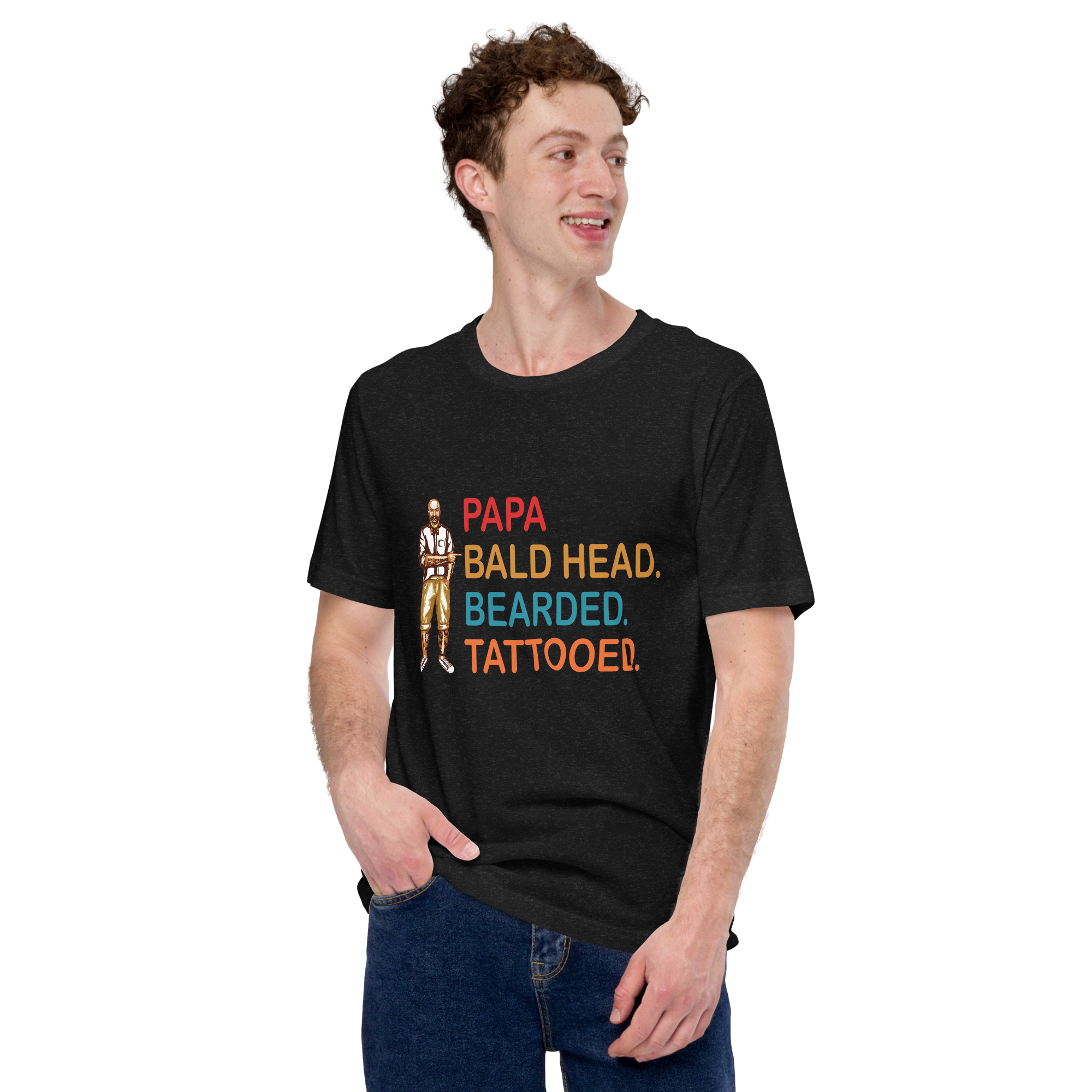 Papa, Bald Head, Bearded, Tattooed Unisex t-shirt