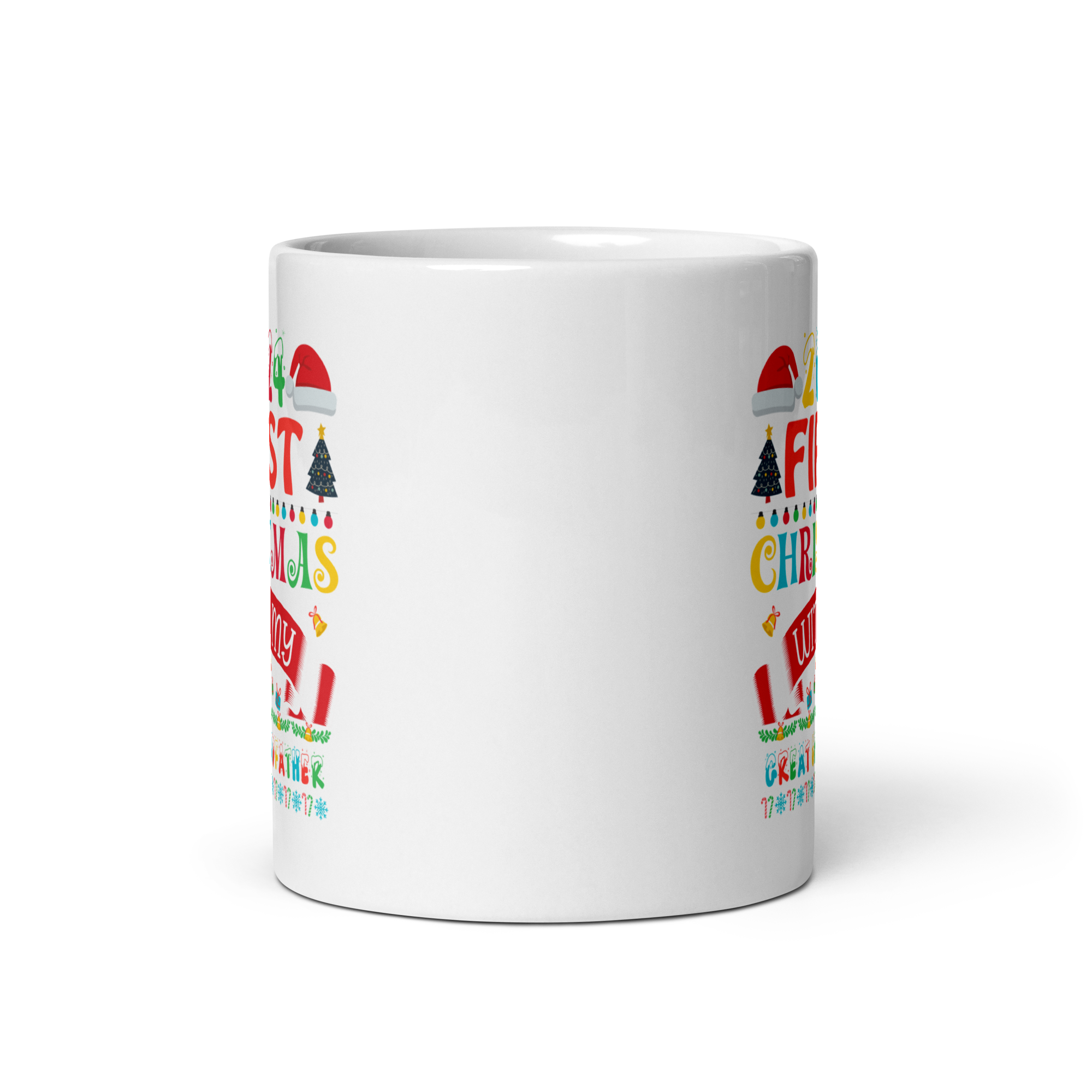 2024 My First Christmas With My Great Grandfather White glossy mug