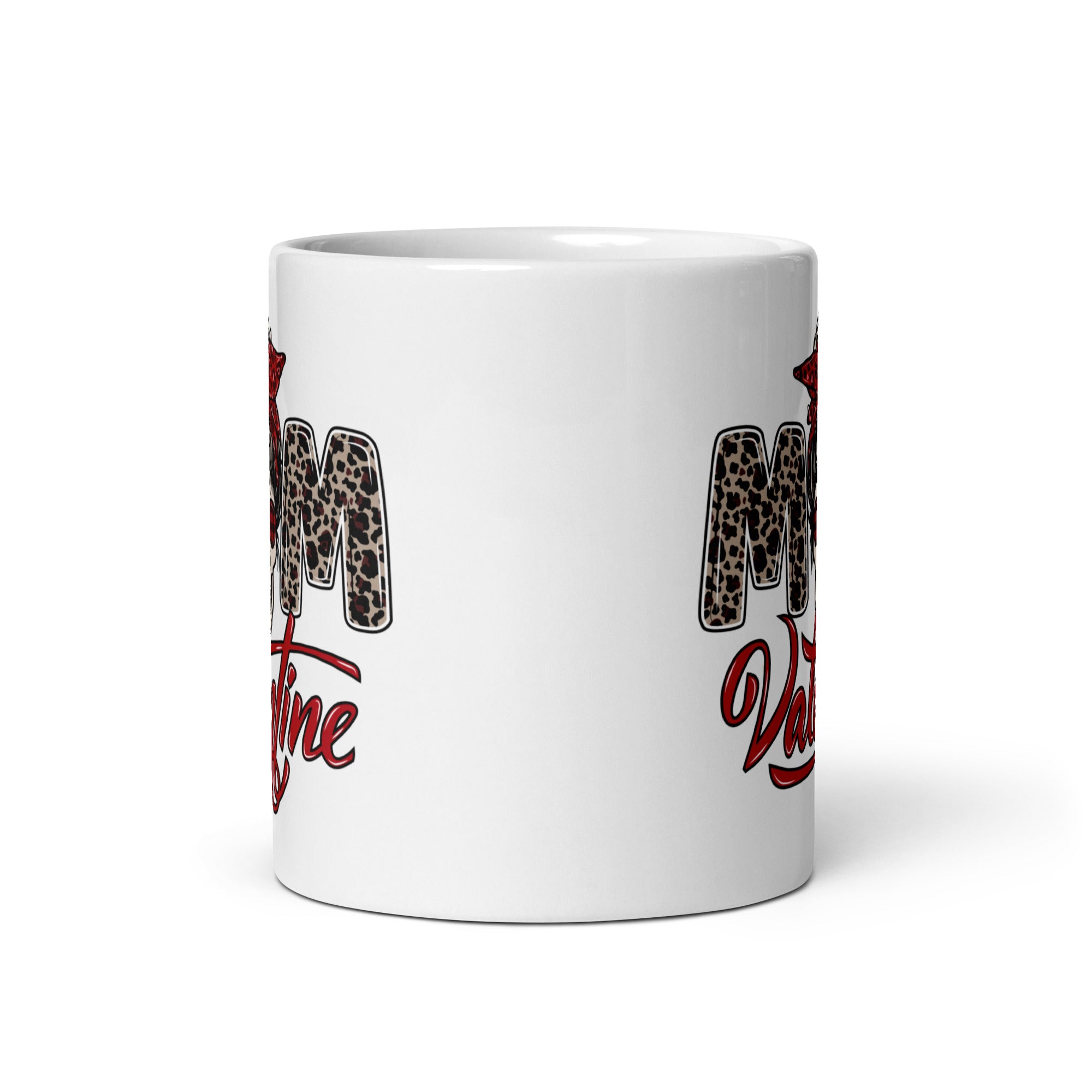 Skull Mom Valentine White glossy mug