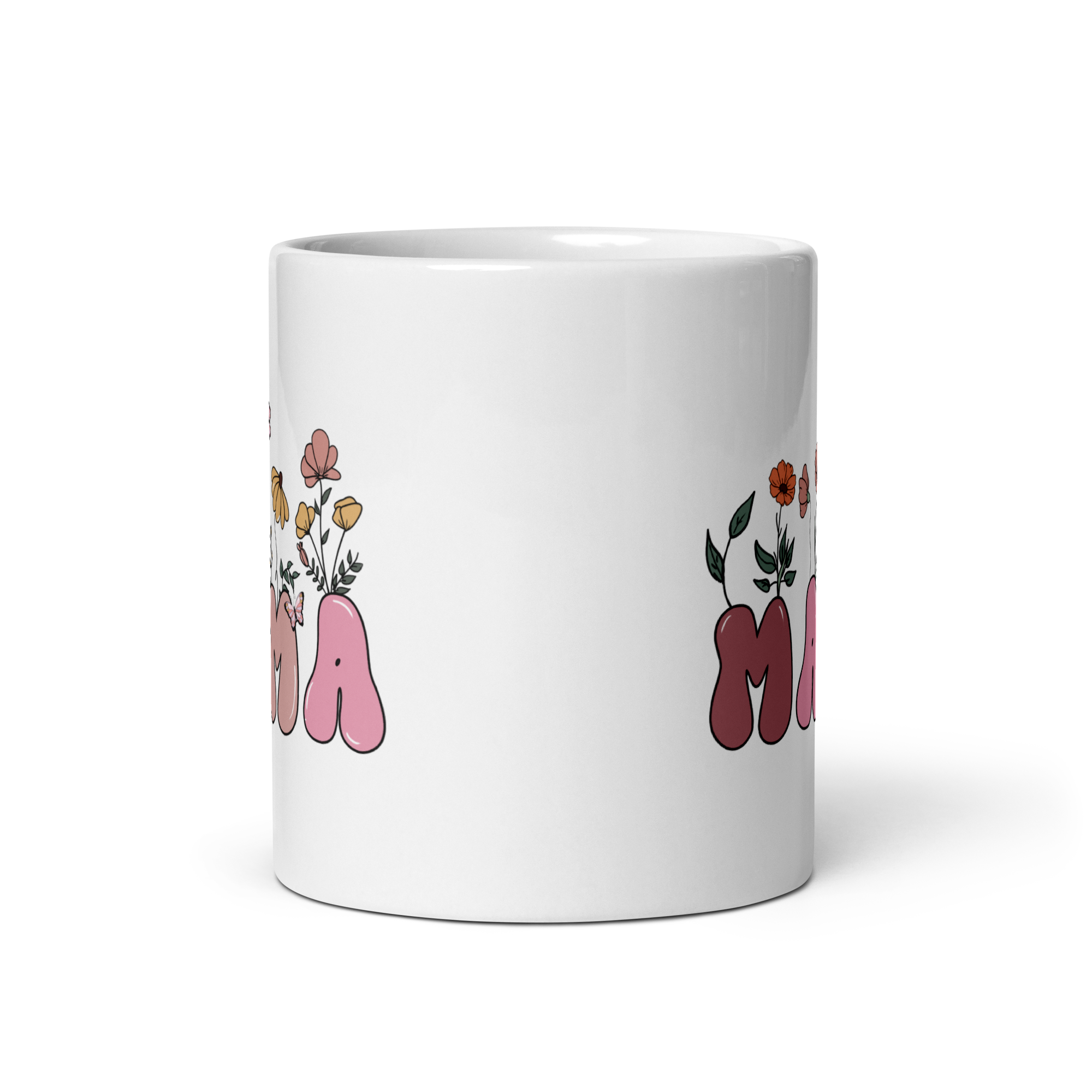 Floral Mama White glossy mug