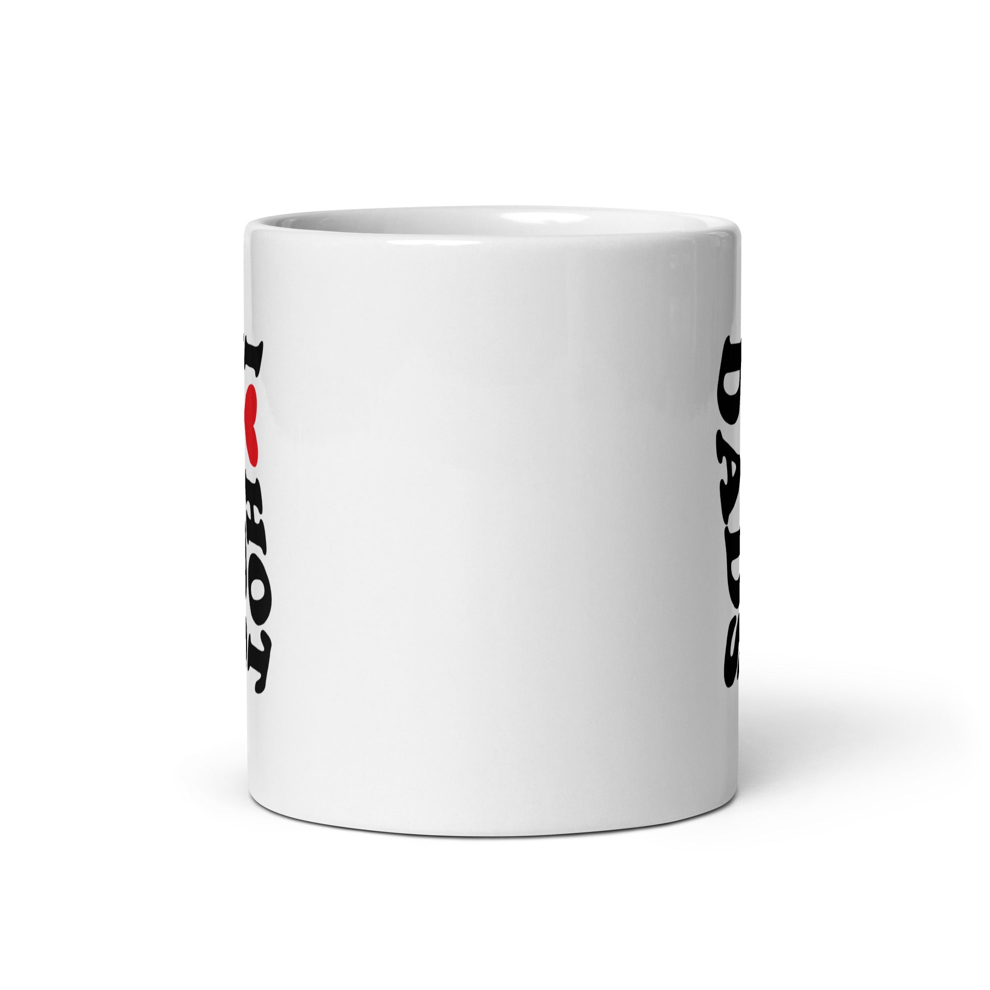 "I Love Hot Dads" White glossy mug