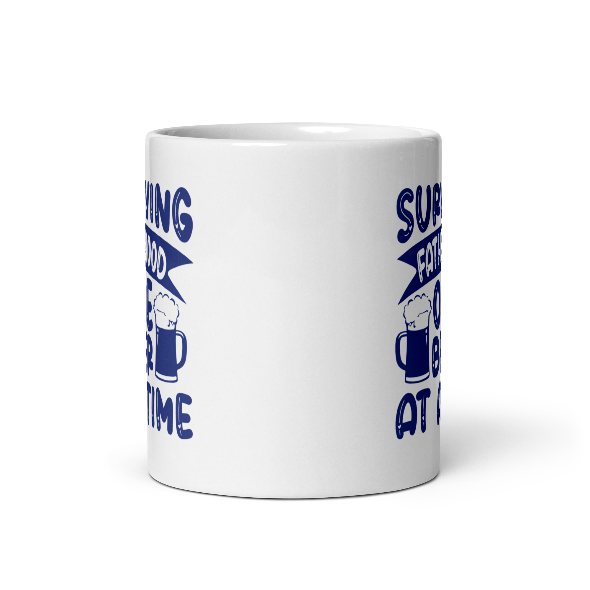 Surviving Fatherhood One Beer At A time White glossy mug