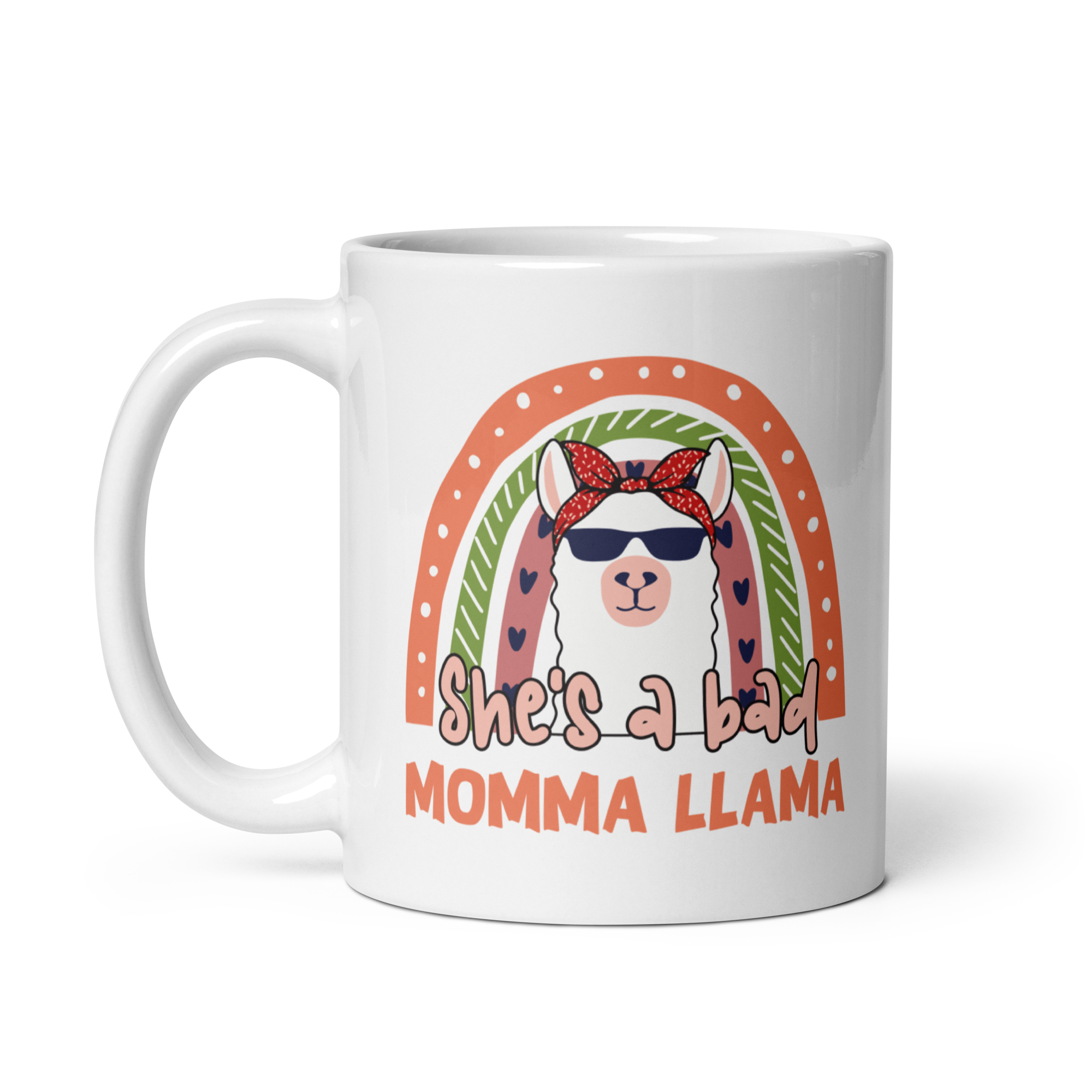 She's A Bad Momma Llama White glossy mug