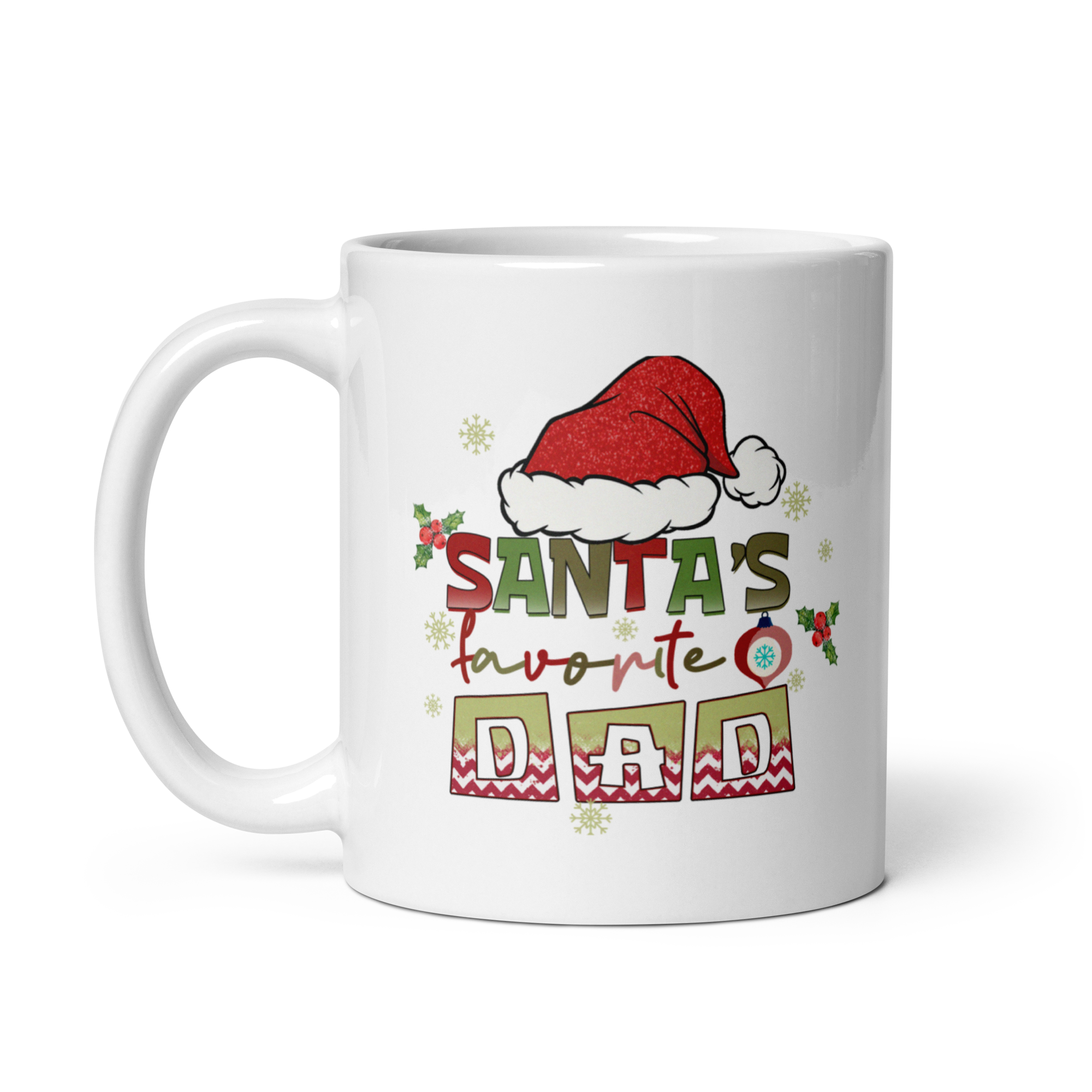 Santa's Favorite Dad White glossy mug