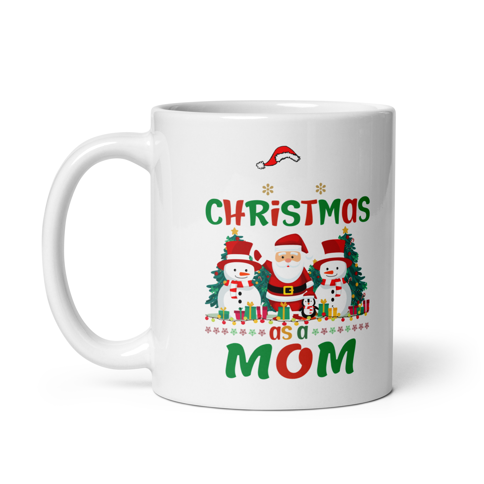 1st Christmas As A Mom White glossy mug