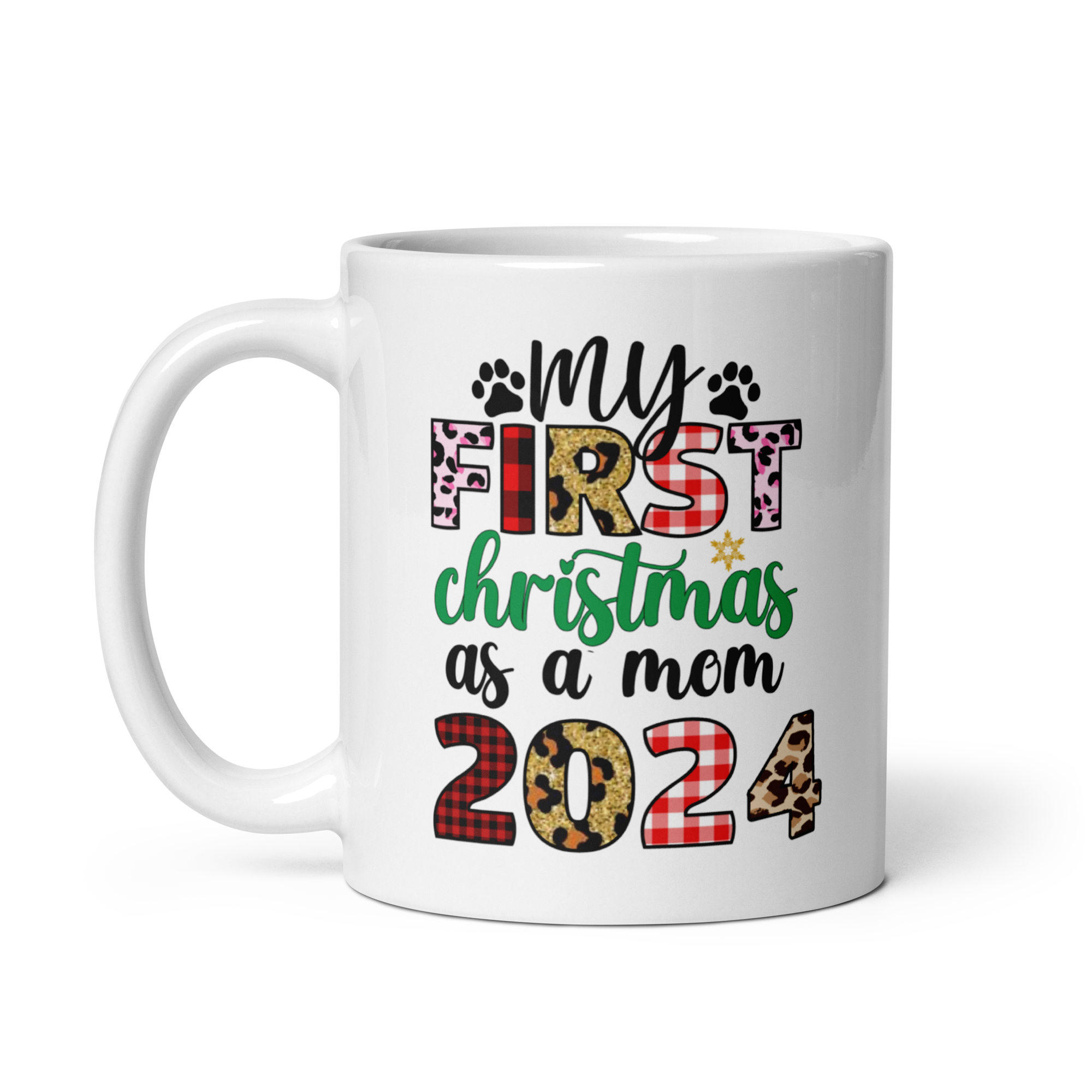 My First Christmas As A mom 2024 White glossy mug