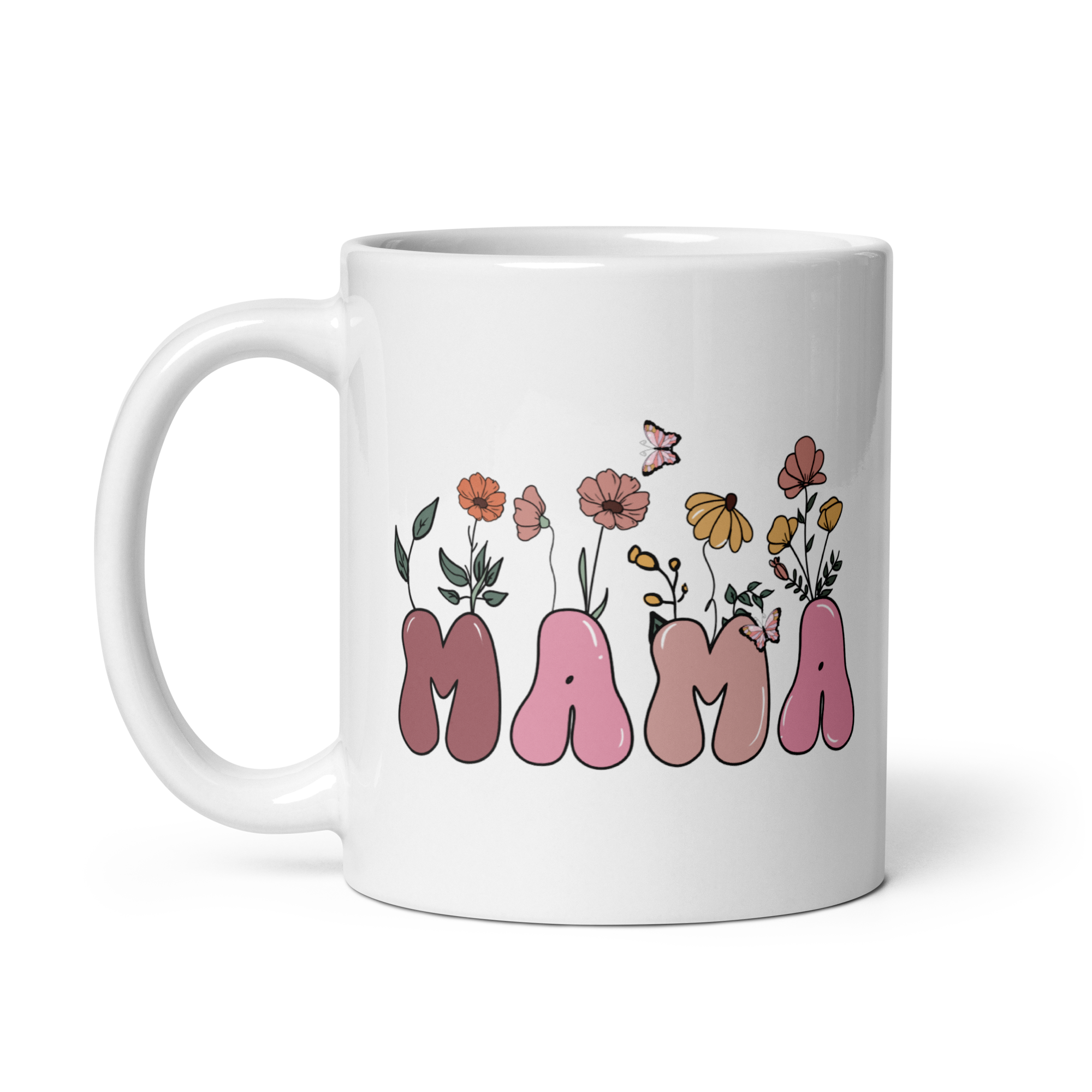 Floral Mama White glossy mug