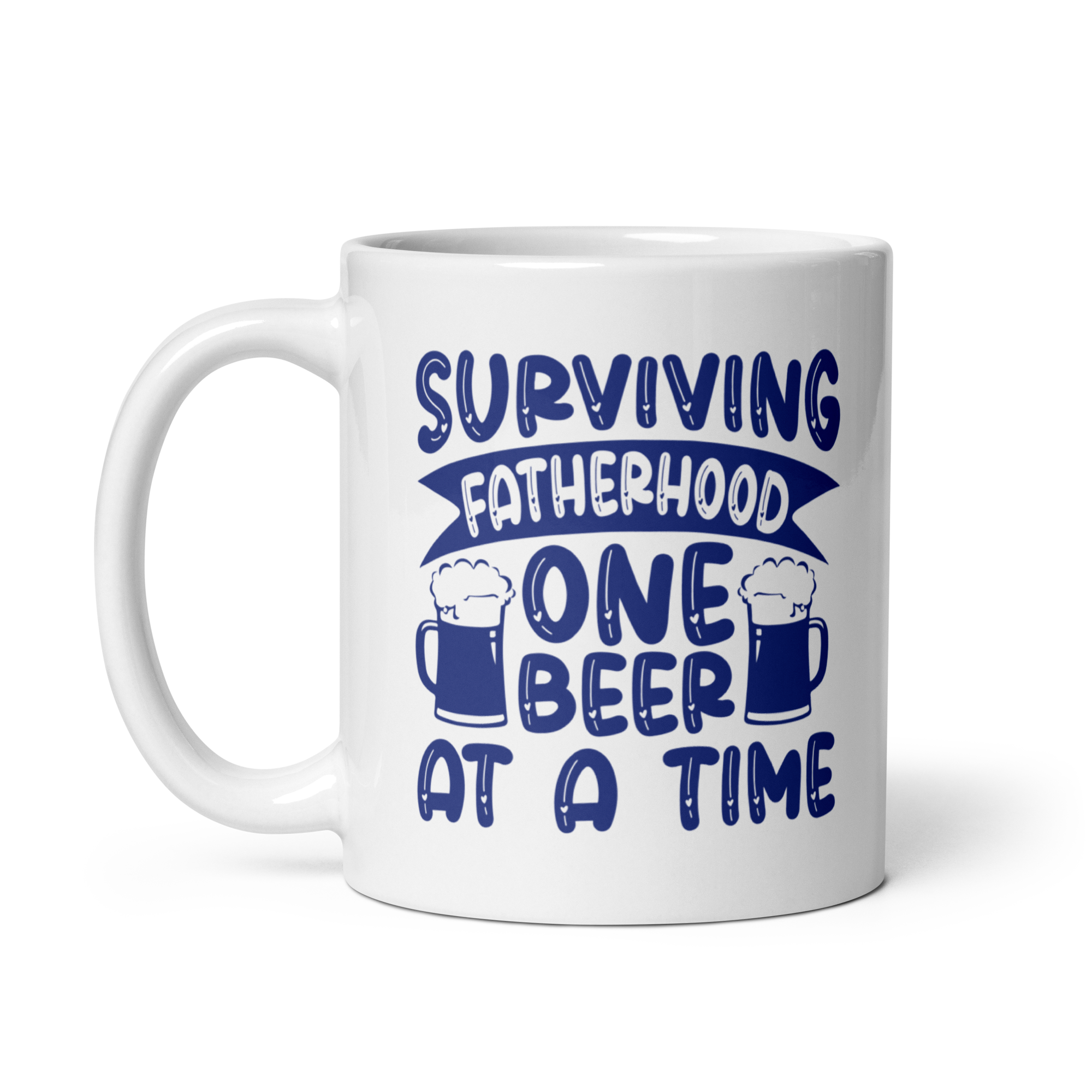 Surviving Fatherhood One Beer At A time White glossy mug